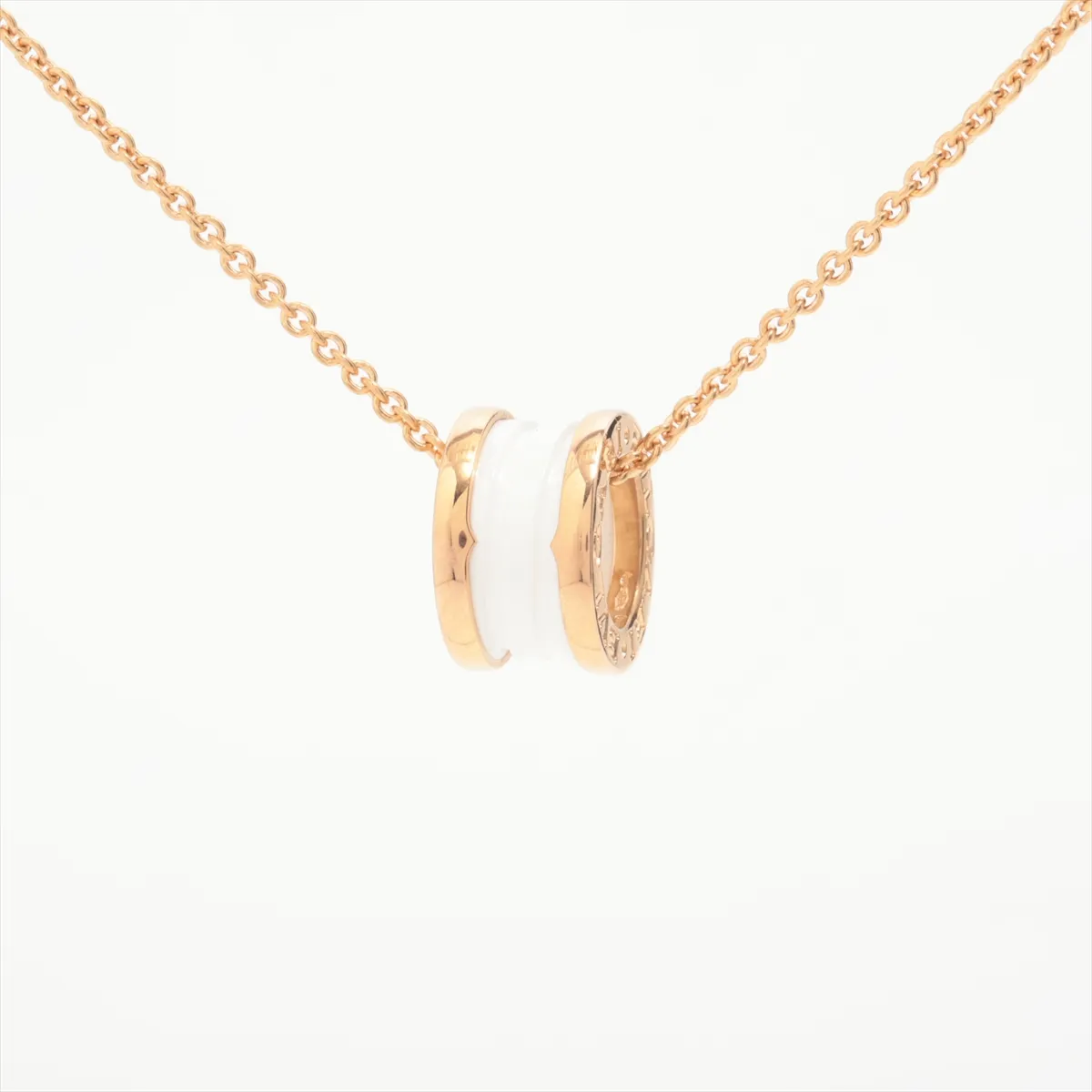 B.zero1 Necklace, 750 (PG) x Ceramic, 12.8g, K7WE33. Minor dents in the metal, small chips in the ceramic, and a — view 2