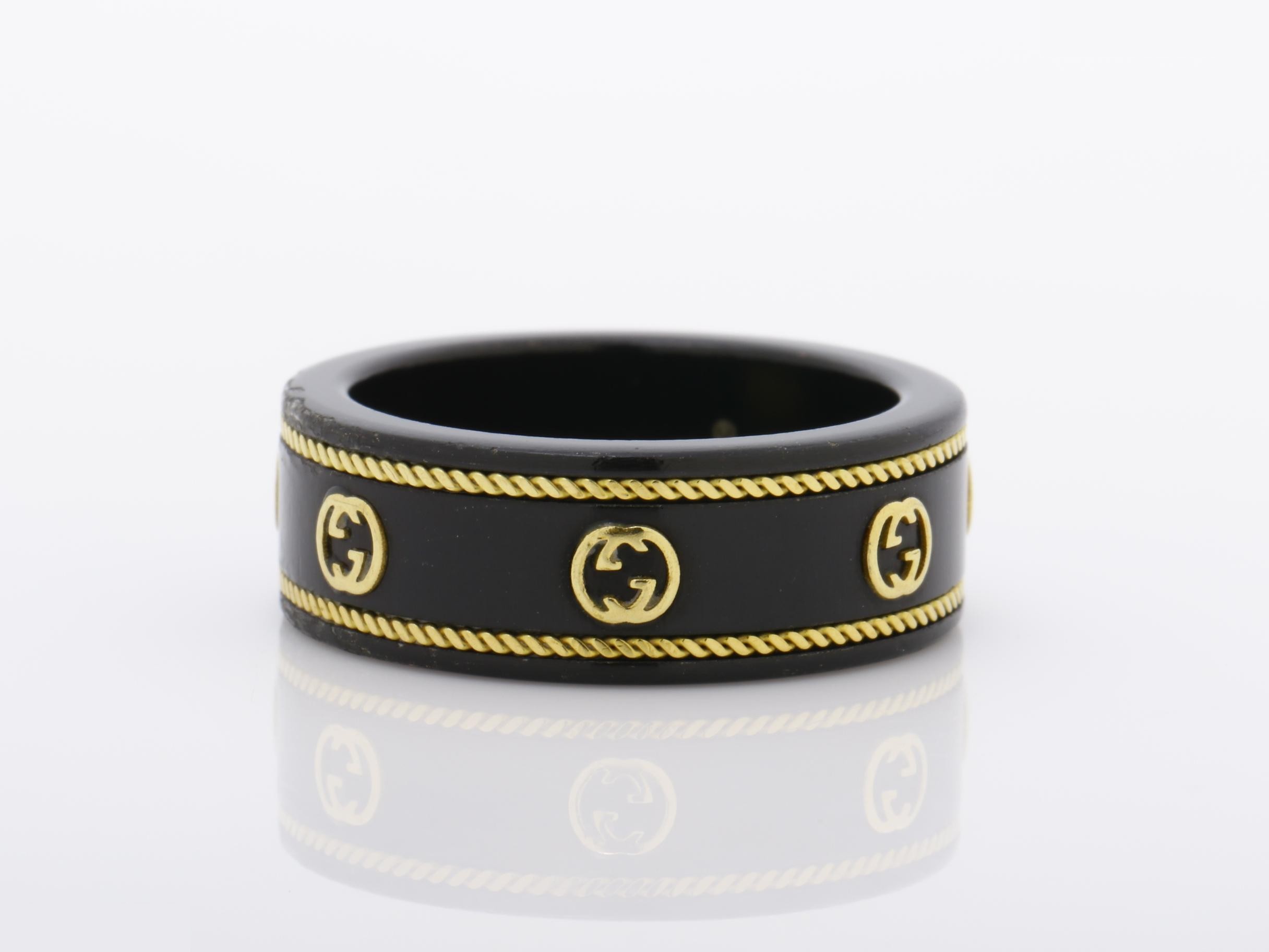 Icon Interlocking G Ring, 750YG/METAL, 2.7g