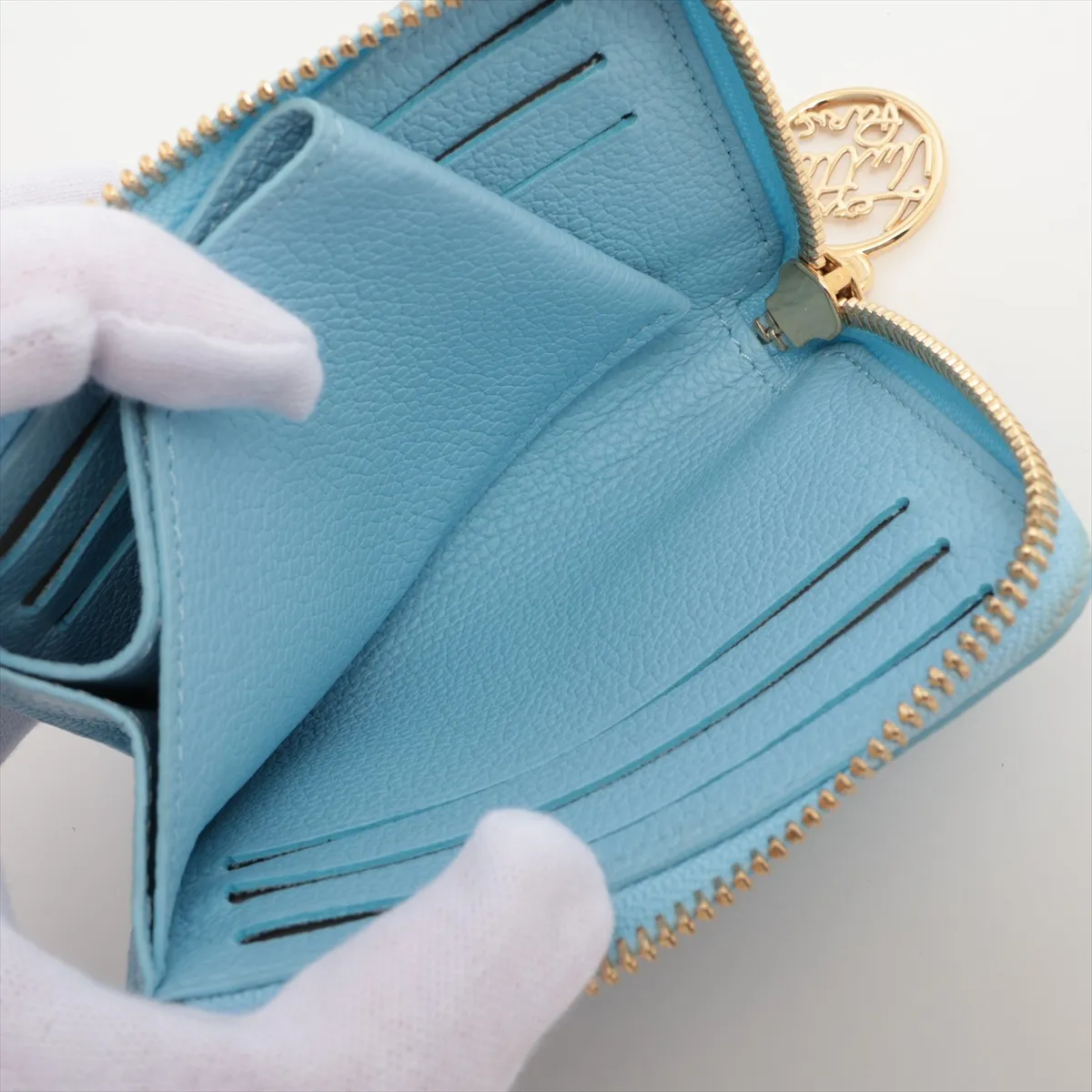 Monogram Empreinte Portefeuille Lisa M27488 Light Blue Compact Wallet (RFID detected) — view 5