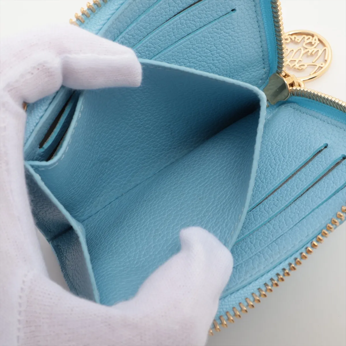 Monogram Empreinte Portefeuille Lisa M27488 Light Blue Compact Wallet (RFID detected) — view 6