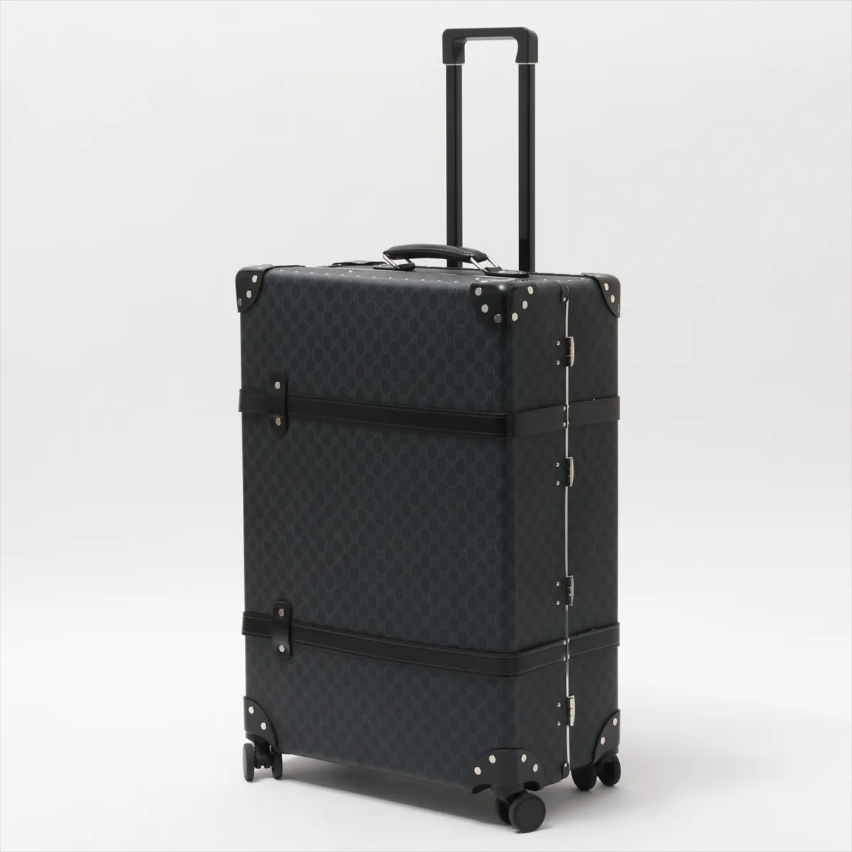 [Individually packaged] Gucci x Globe-Trotter GG Supreme PVC x Leather x Studs Carry Case Black 533621 — view 10