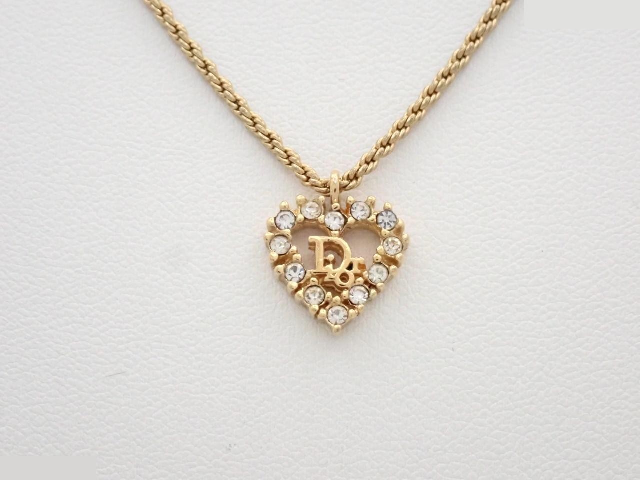 Heart logo stone gold necklace, chain approximately 44cm