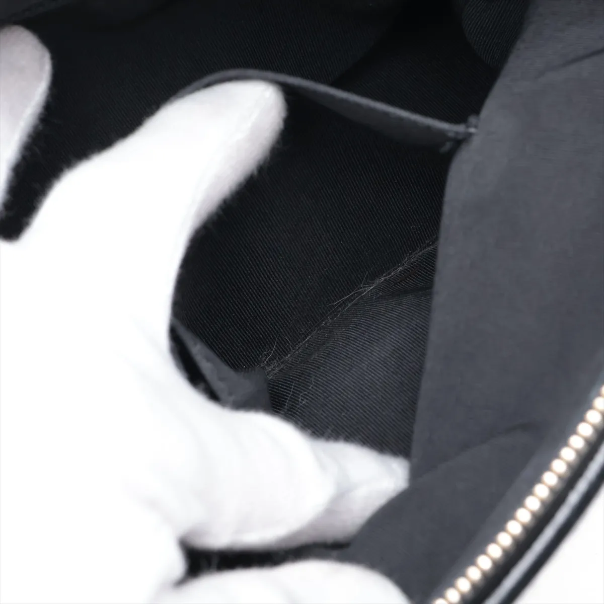 Gabrielle de Chanel wool x leather chain shoulder bag, navy x black, gold x silver hardware, item number 26149731, serial number in the 26 range. — view 10