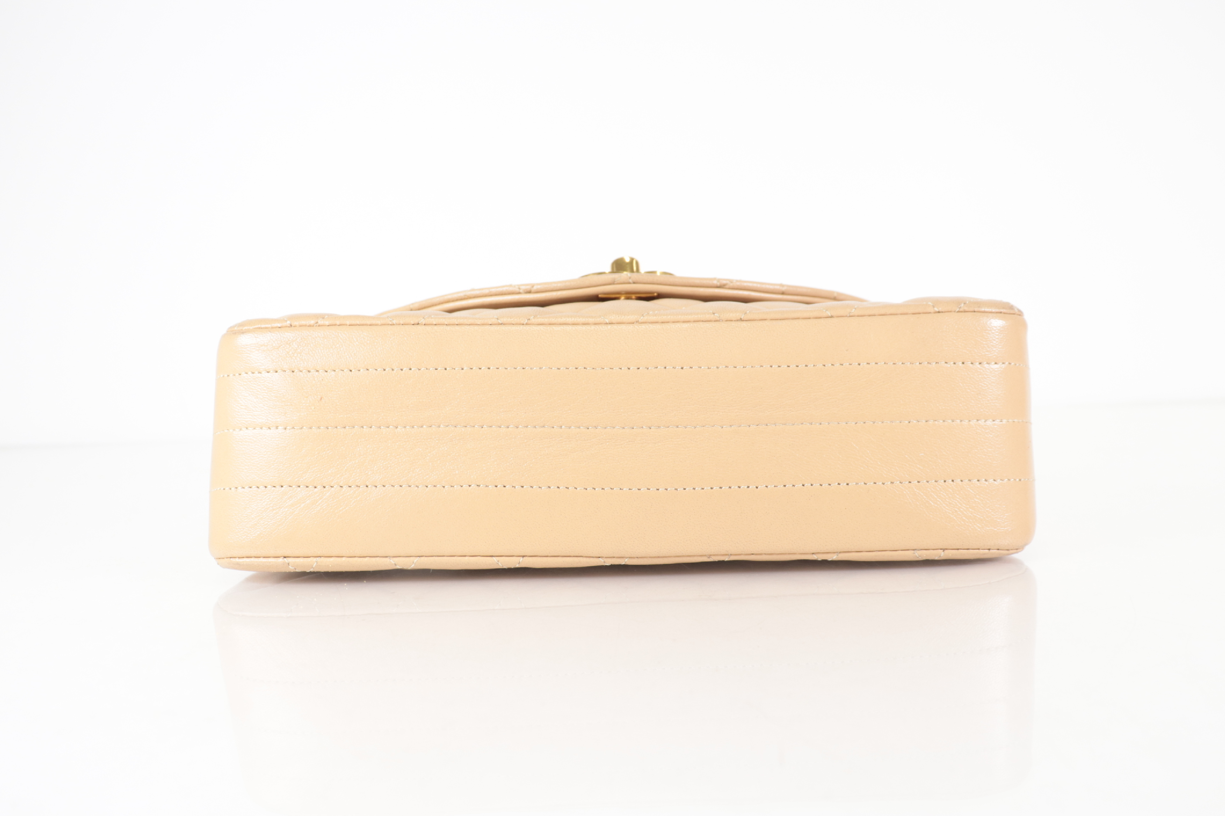 Round Flap Lambskin Chain Shoulder Bag, Beige, Series 0 (Shoulder Bag) — view 7