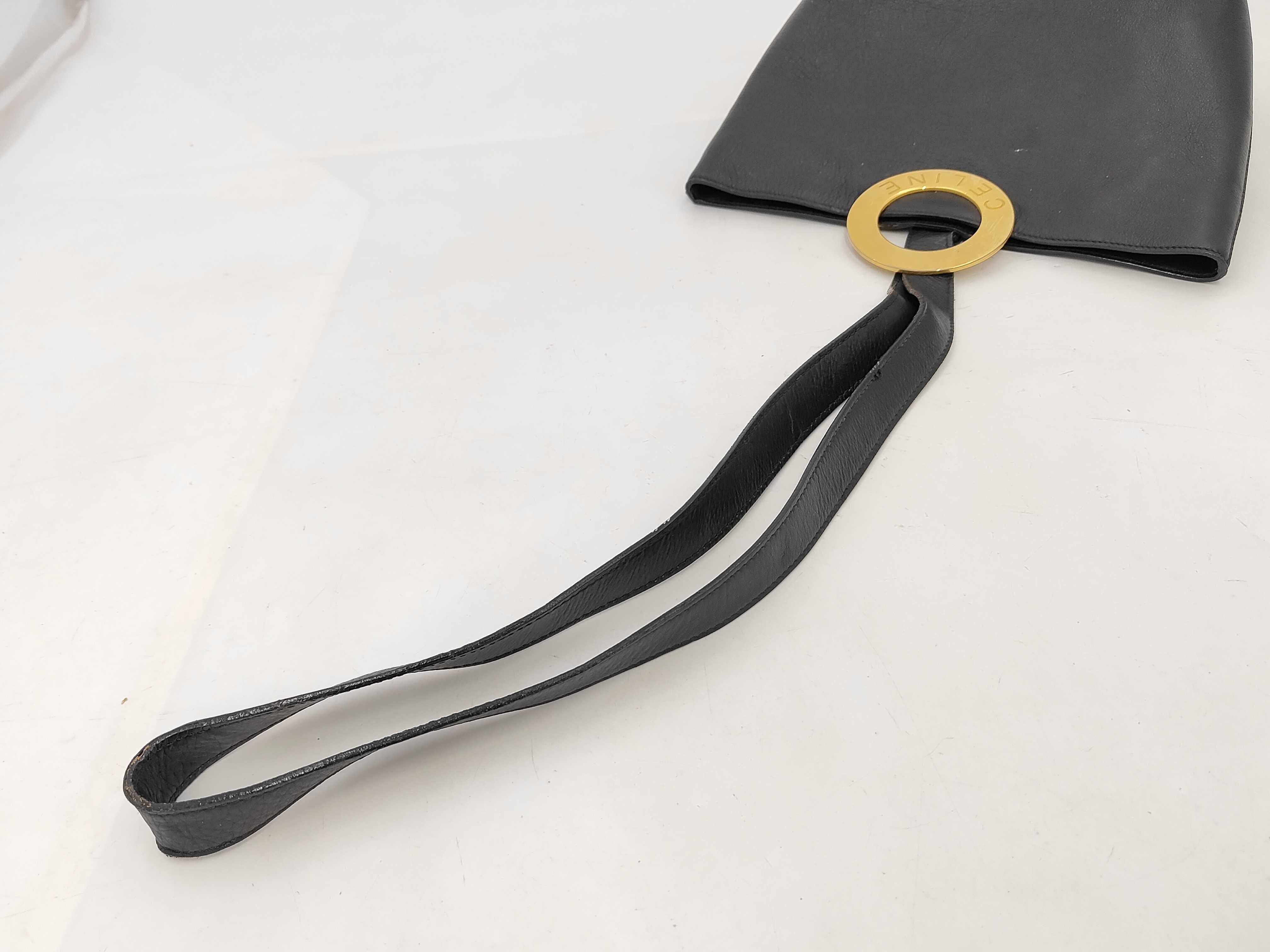 Circle Logo One-Shoulder Bag, Calf Leather, Black Shoulder Bag — view 3
