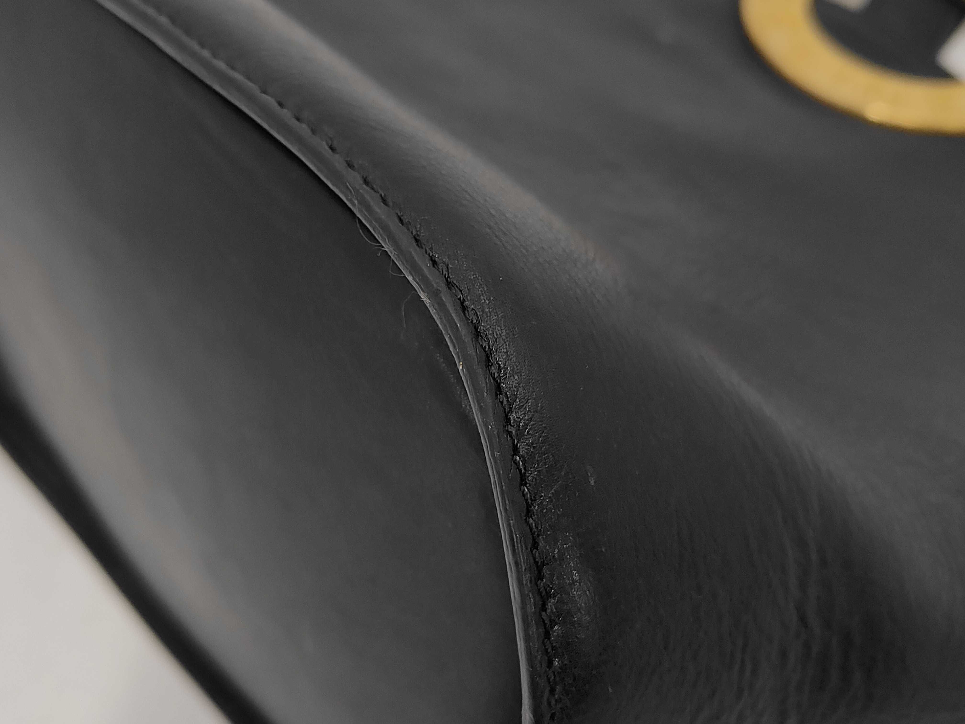Circle Logo One-Shoulder Bag, Calf Leather, Black Shoulder Bag — view 7