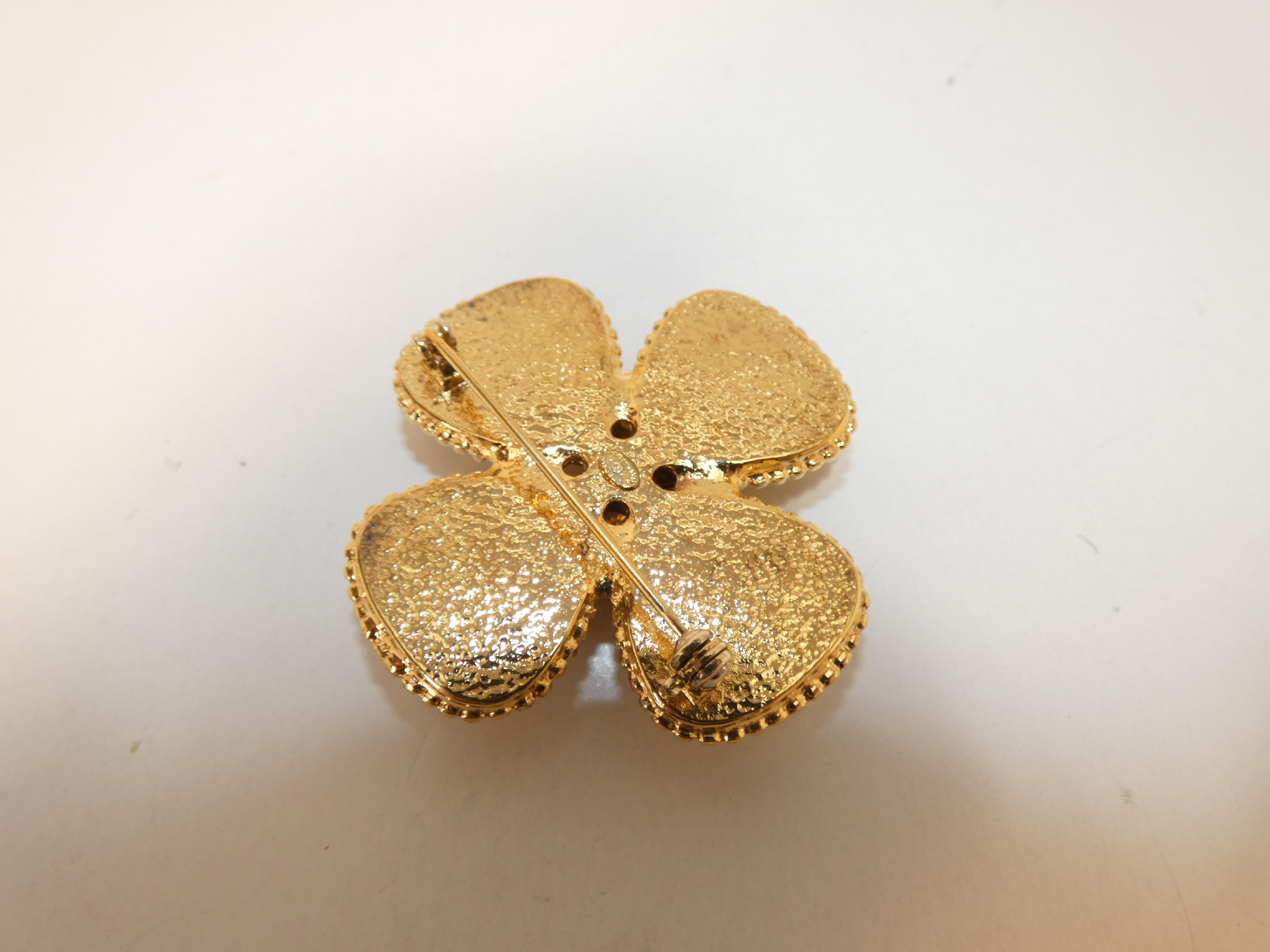 Coco Four-Leaf Clover Faux Pearl Brooch — view 4
