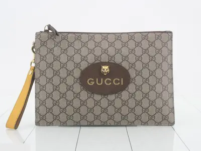 GG Supreme Tiger Head Clutch Bag