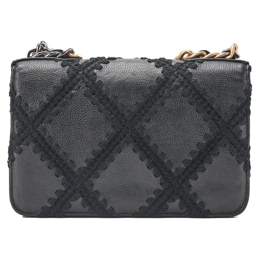 19 Tweed x Leather Chain Wallet, Black, Gold x Silver Hardware, Serial Number 30s — view 2