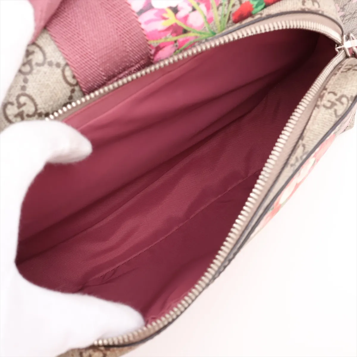 GG Blooms 405019 PVC x Leather Backpack/Rucksack Beige x Pink — view 9