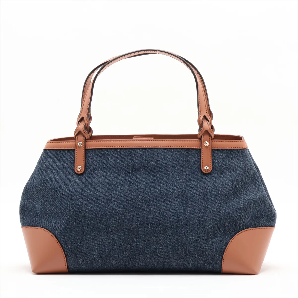 Craft Gucci Logo 348715 Denim x Leather Tote Bag Navy x Brown — view 2