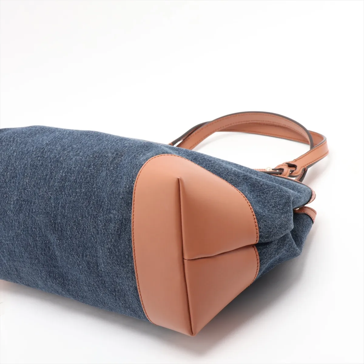 Craft Gucci Logo 348715 Denim x Leather Tote Bag Navy x Brown — view 3