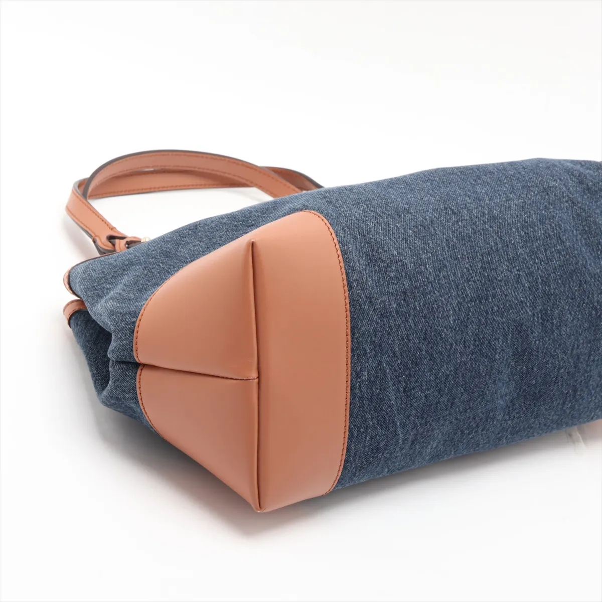 Craft Gucci Logo 348715 Denim x Leather Tote Bag Navy x Brown — view 4