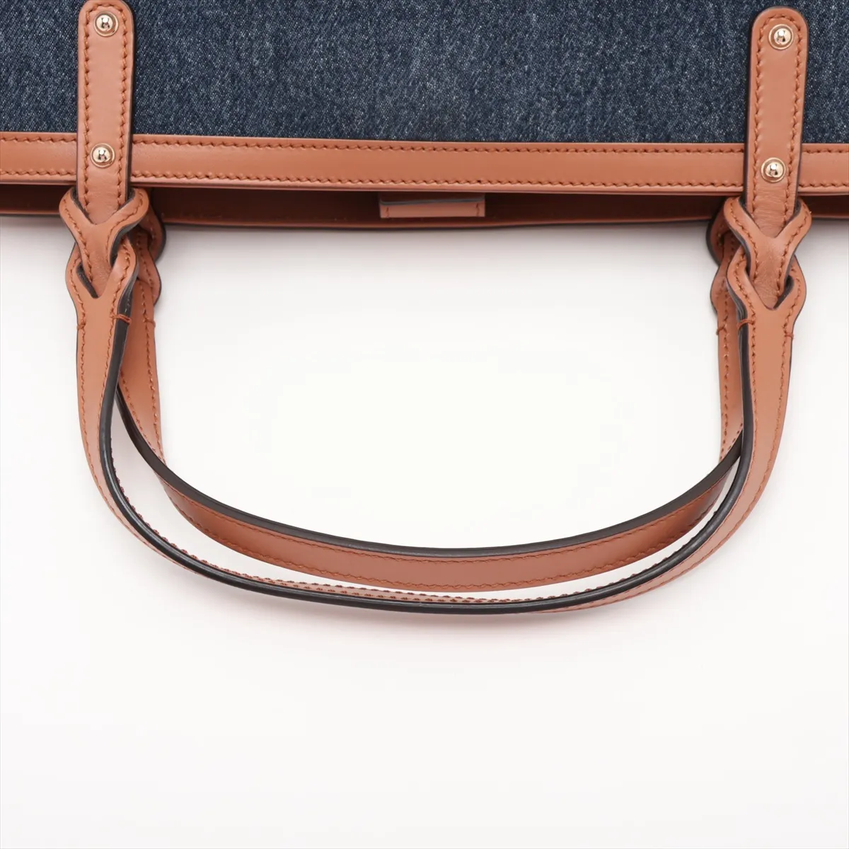 Craft Gucci Logo 348715 Denim x Leather Tote Bag Navy x Brown — view 5