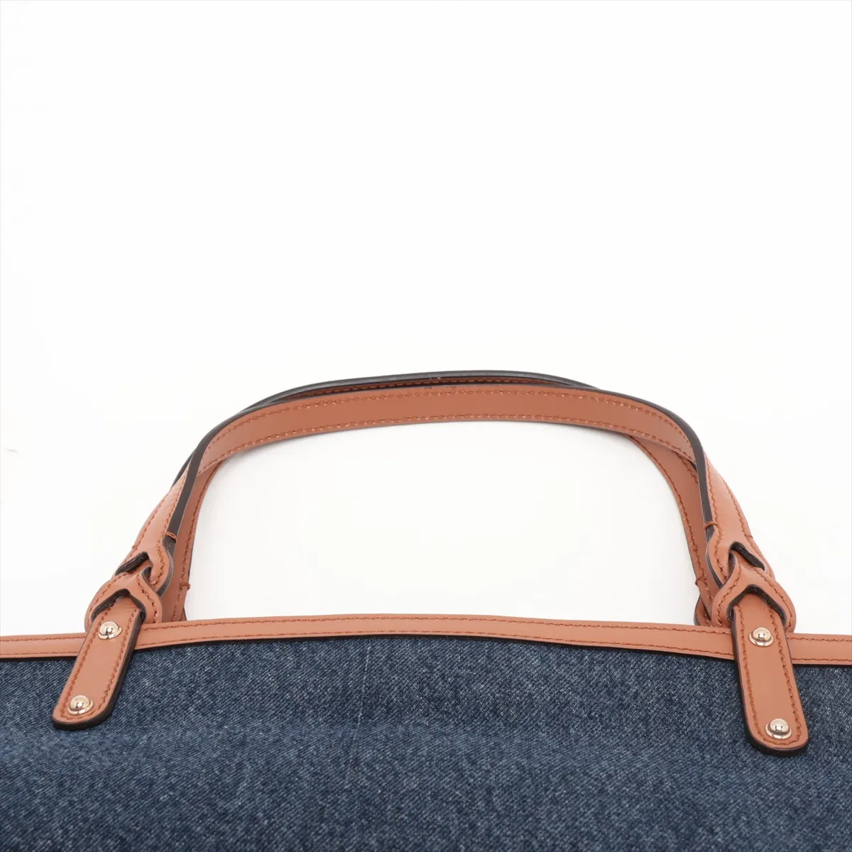 Craft Gucci Logo 348715 Denim x Leather Tote Bag Navy x Brown — view 6