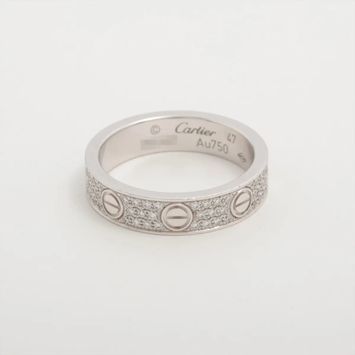Love SM Pave Diamond Ring 750 (WG) 4.0g Size 47 BIG421 Metal wear and scratches