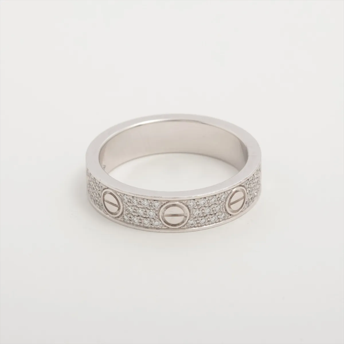 Love SM Pave Diamond Ring 750 (WG) 4.0g Size 47 BIG421 Metal wear and scratches — view 2
