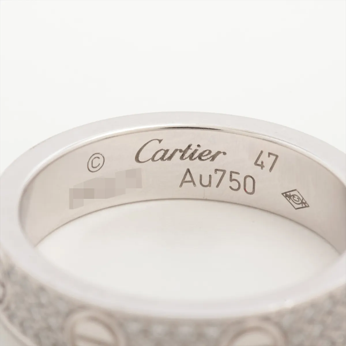 Love SM Pave Diamond Ring 750 (WG) 4.0g Size 47 BIG421 Metal wear and scratches — view 3