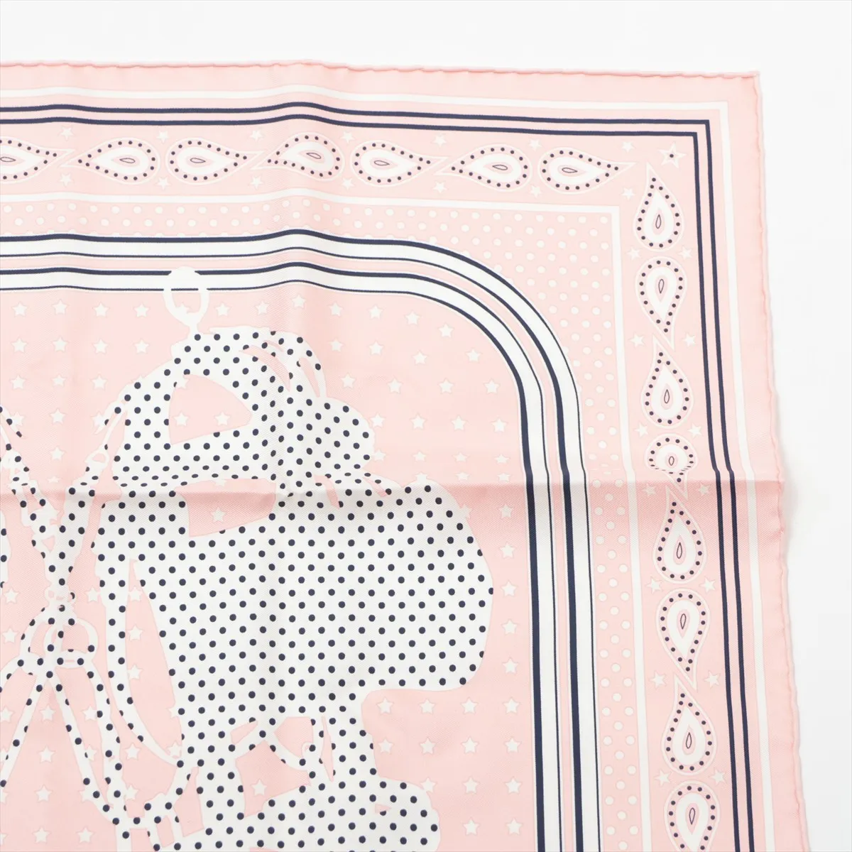 Carre 55 Brides de Gala Bandana Scarf Silk Rose Pale Thread Paper tag included — view 3