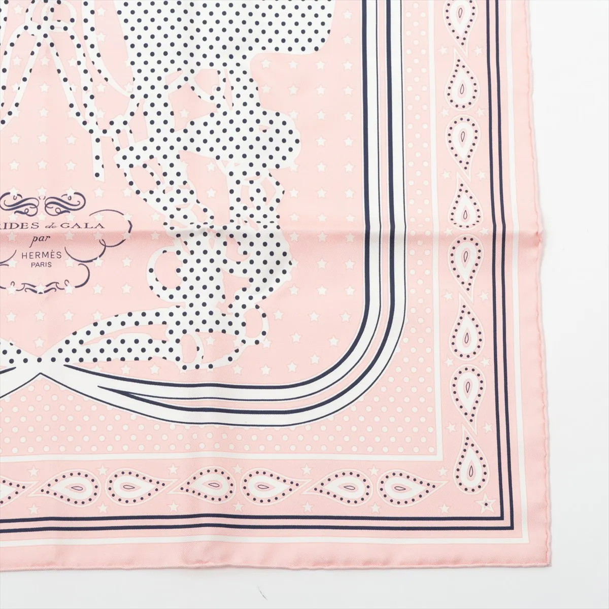 Carre 55 Brides de Gala Bandana Scarf Silk Rose Pale Thread Paper tag included — view 4