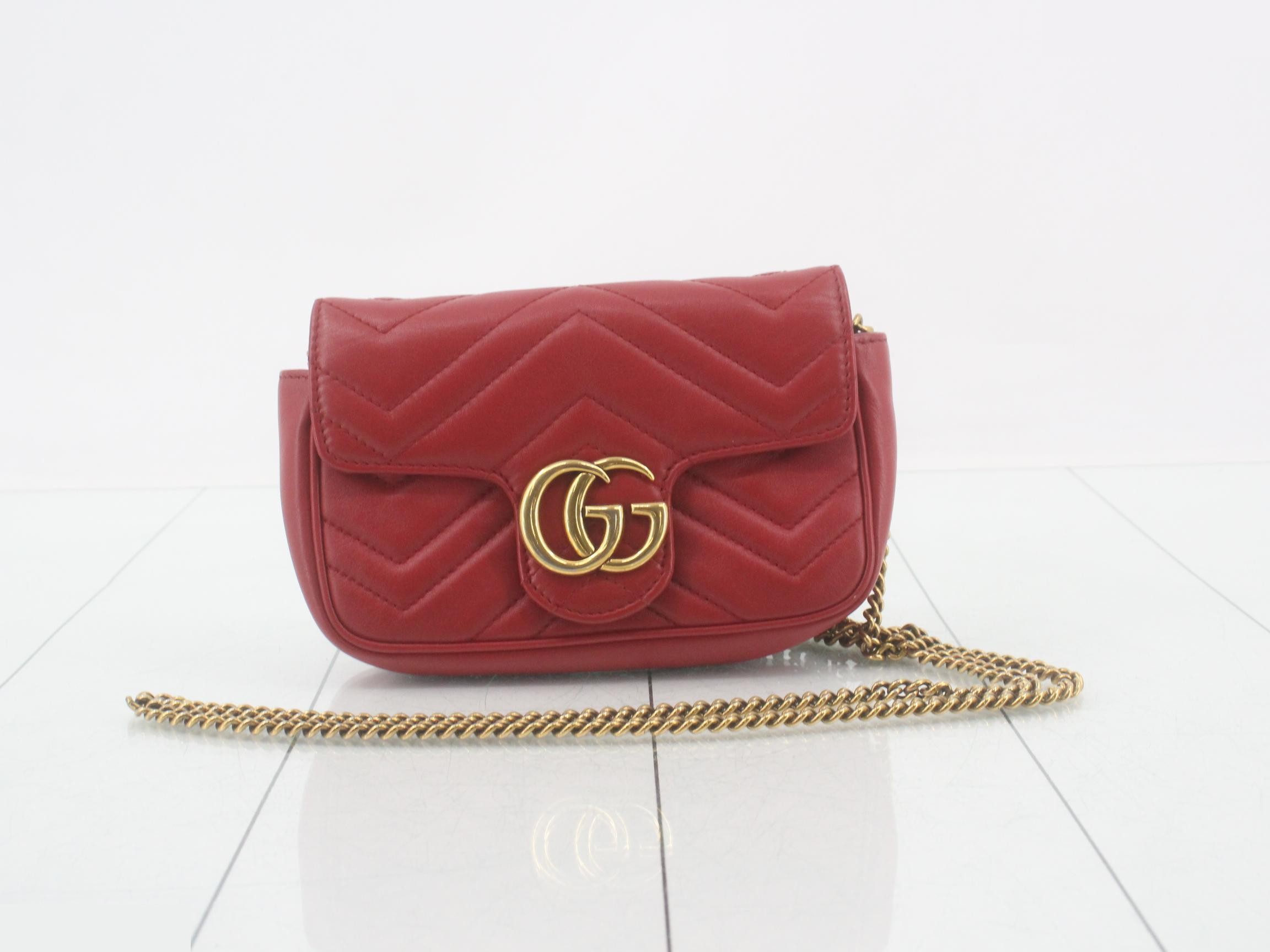 Marmont Flap Leather Red Chain Shoulder Bag