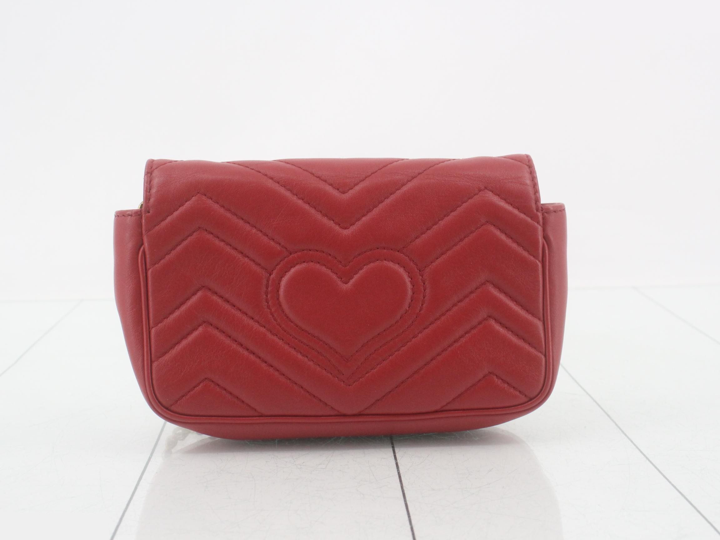 Marmont Flap Leather Red Chain Shoulder Bag — view 2