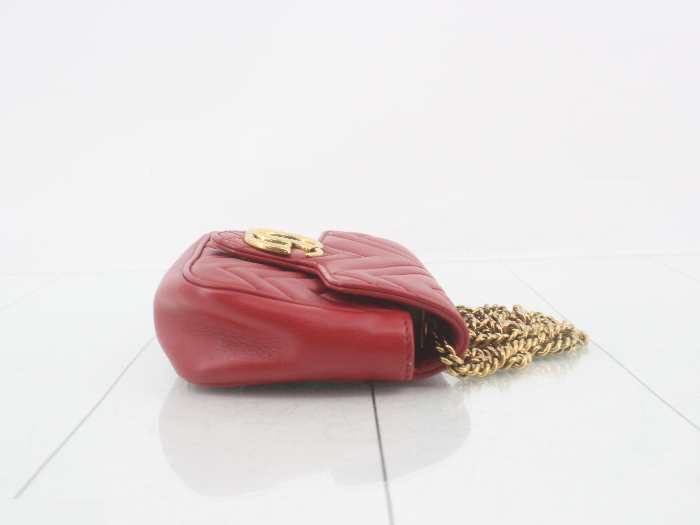 Marmont Flap Leather Red Chain Shoulder Bag — view 3