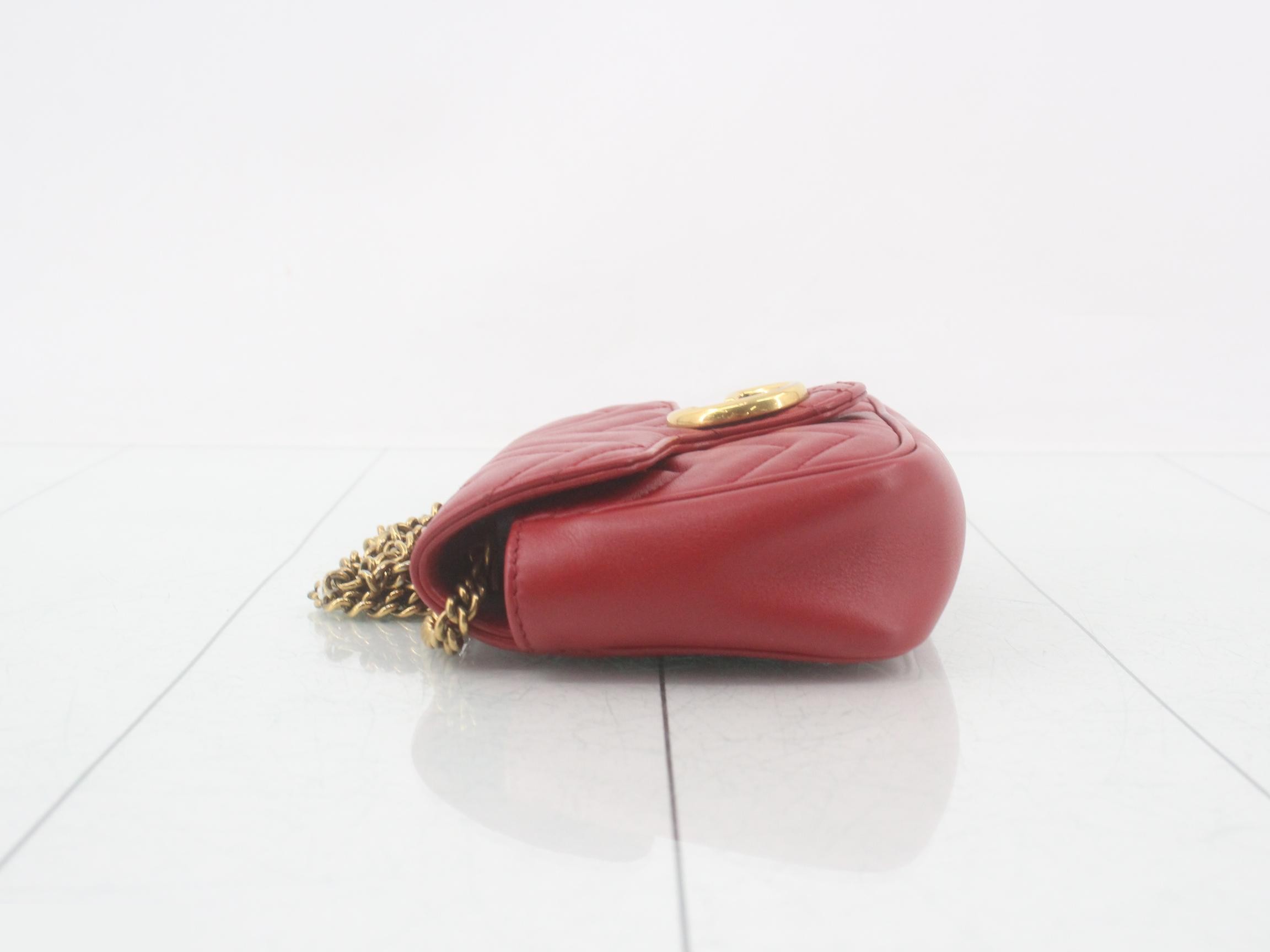 Marmont Flap Leather Red Chain Shoulder Bag — view 4
