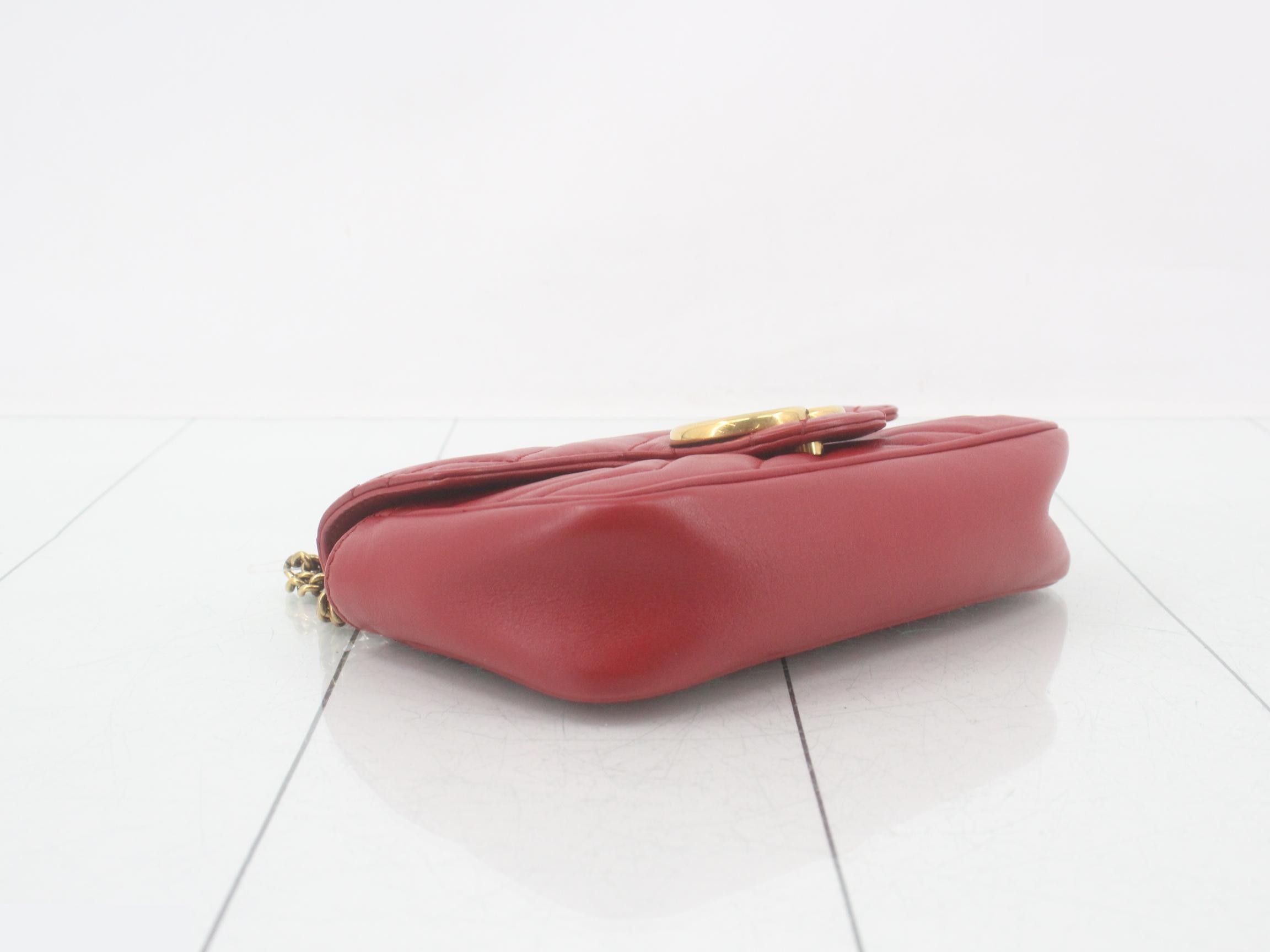 Marmont Flap Leather Red Chain Shoulder Bag — view 5