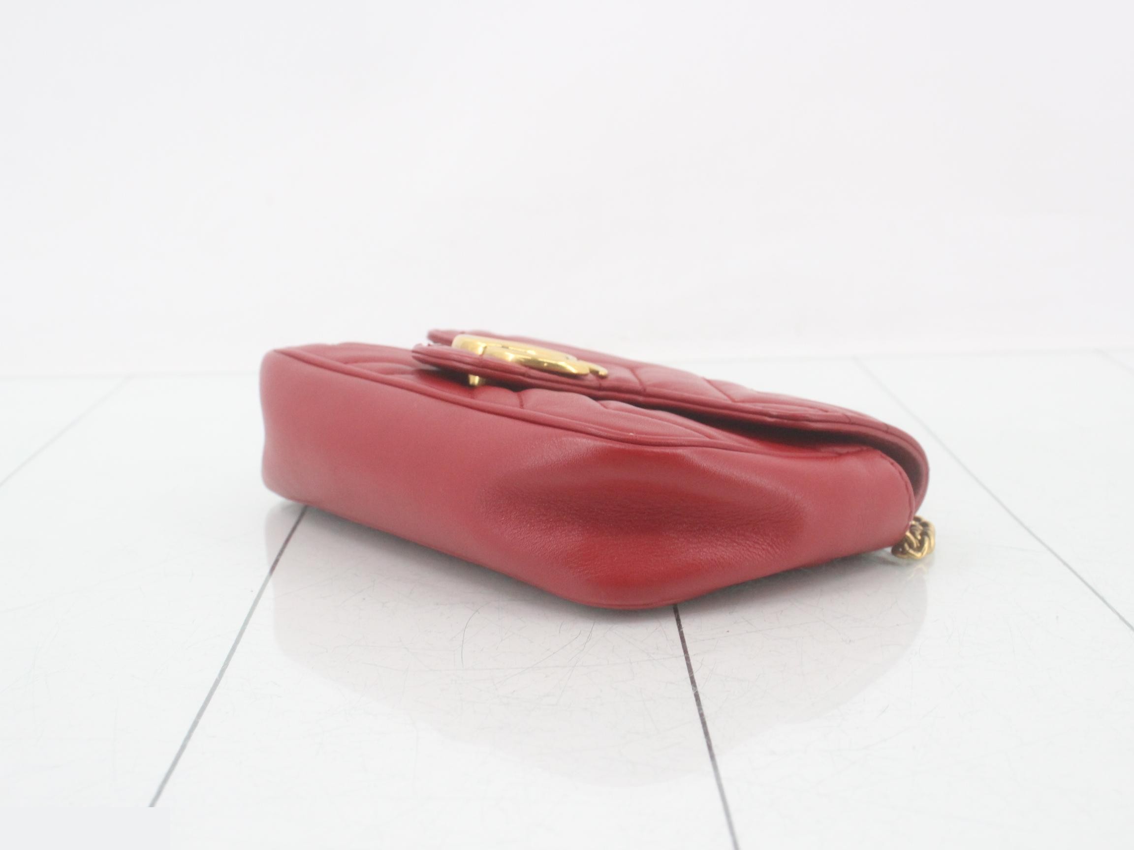 Marmont Flap Leather Red Chain Shoulder Bag — view 6