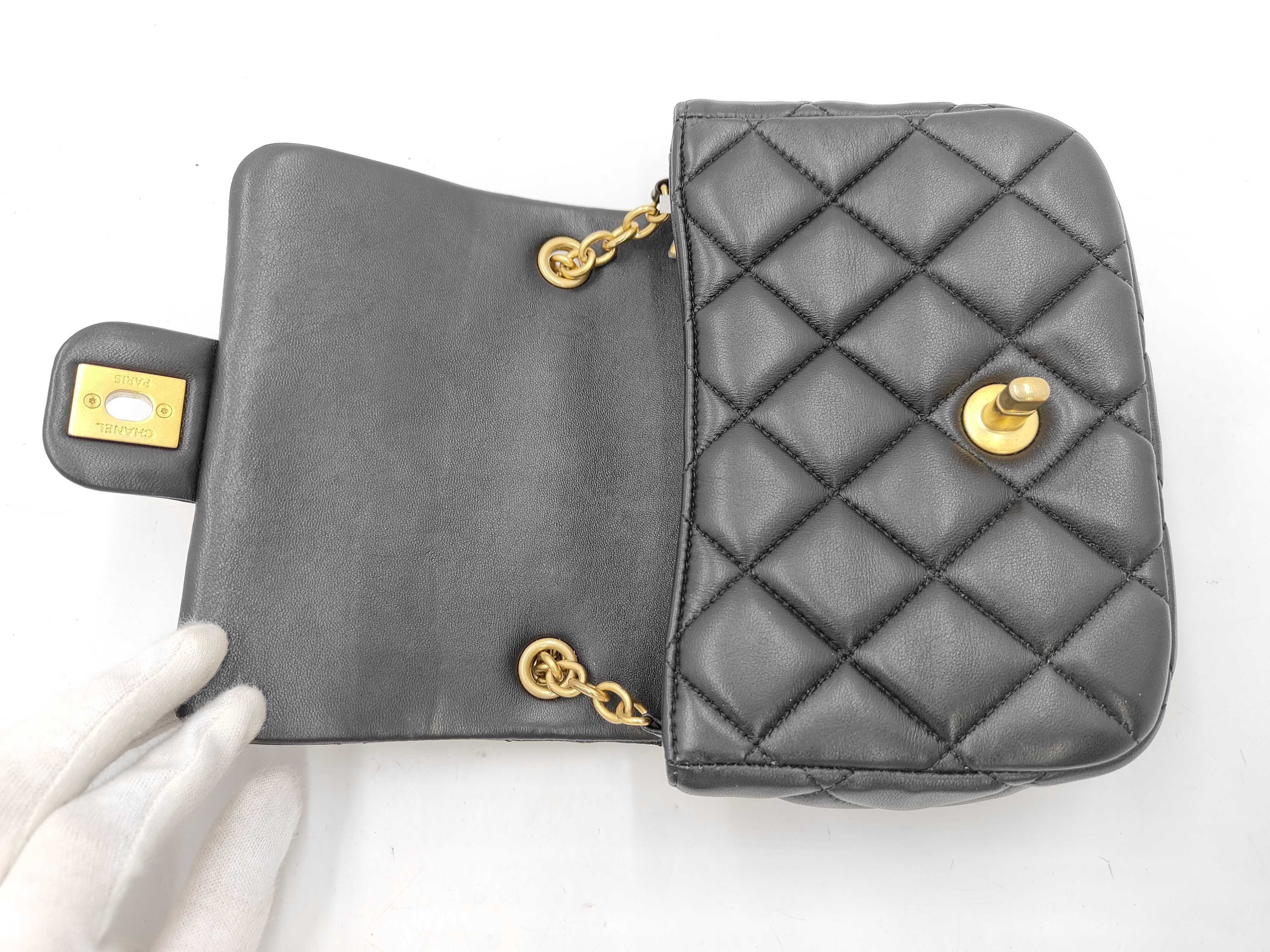 Black Lambskin Shoulder Bag — view 8