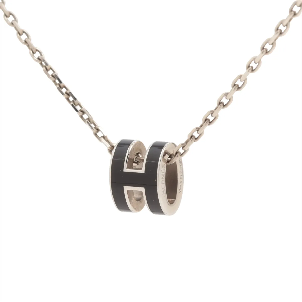 Mini Pop H GD1202 Necklace GP Silver x Black. Shows signs of wear including