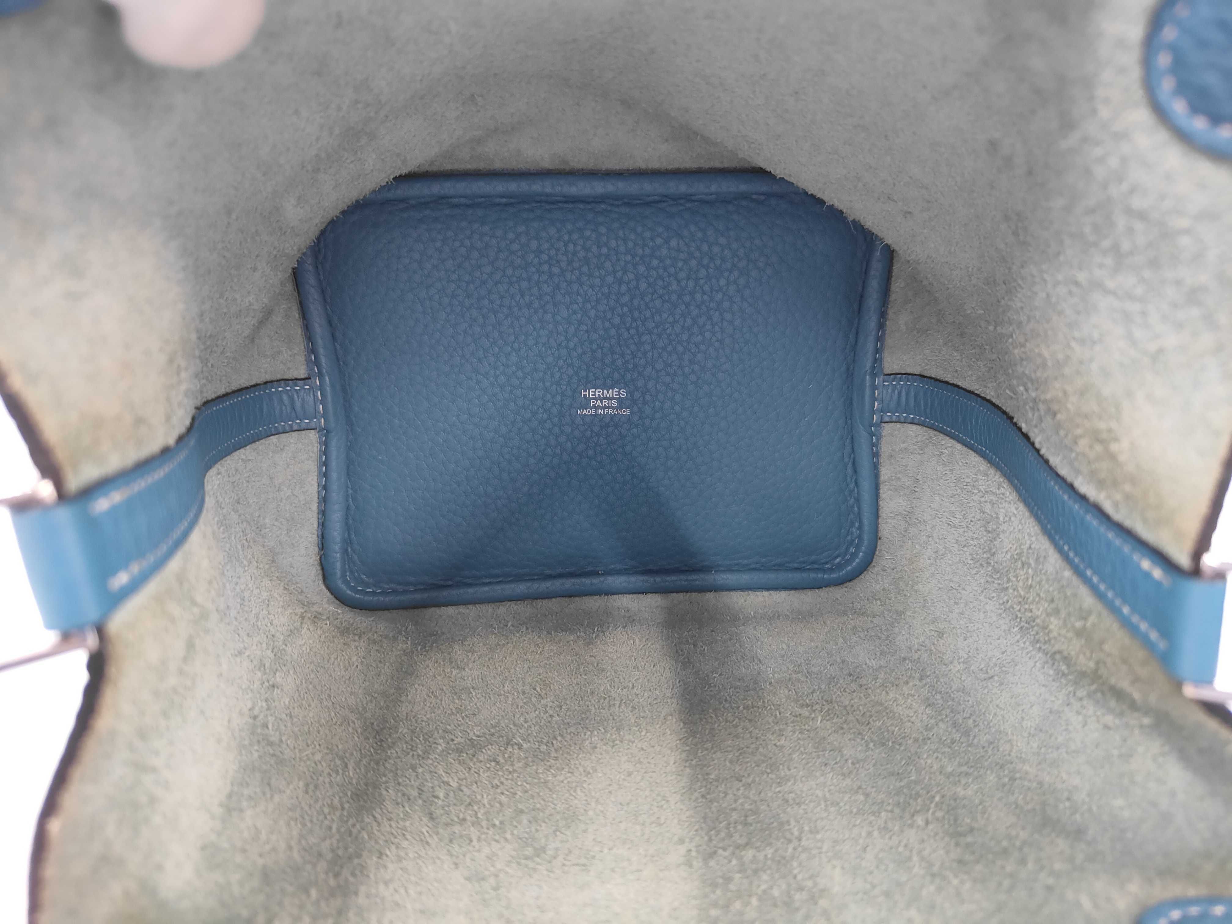 Picotin Lock PM Blue Stamped T Handbag — view 8