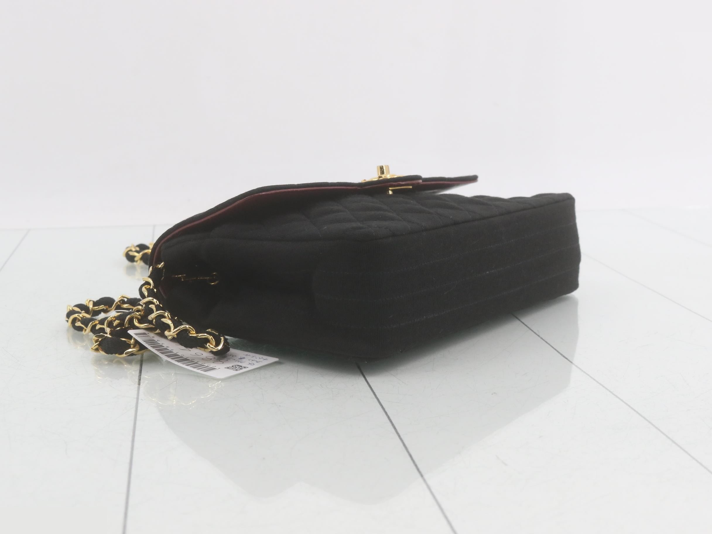 Matelassé Classic Small Chain Shoulder Bag, Cotton, Black, Serial Number 0 — view 5