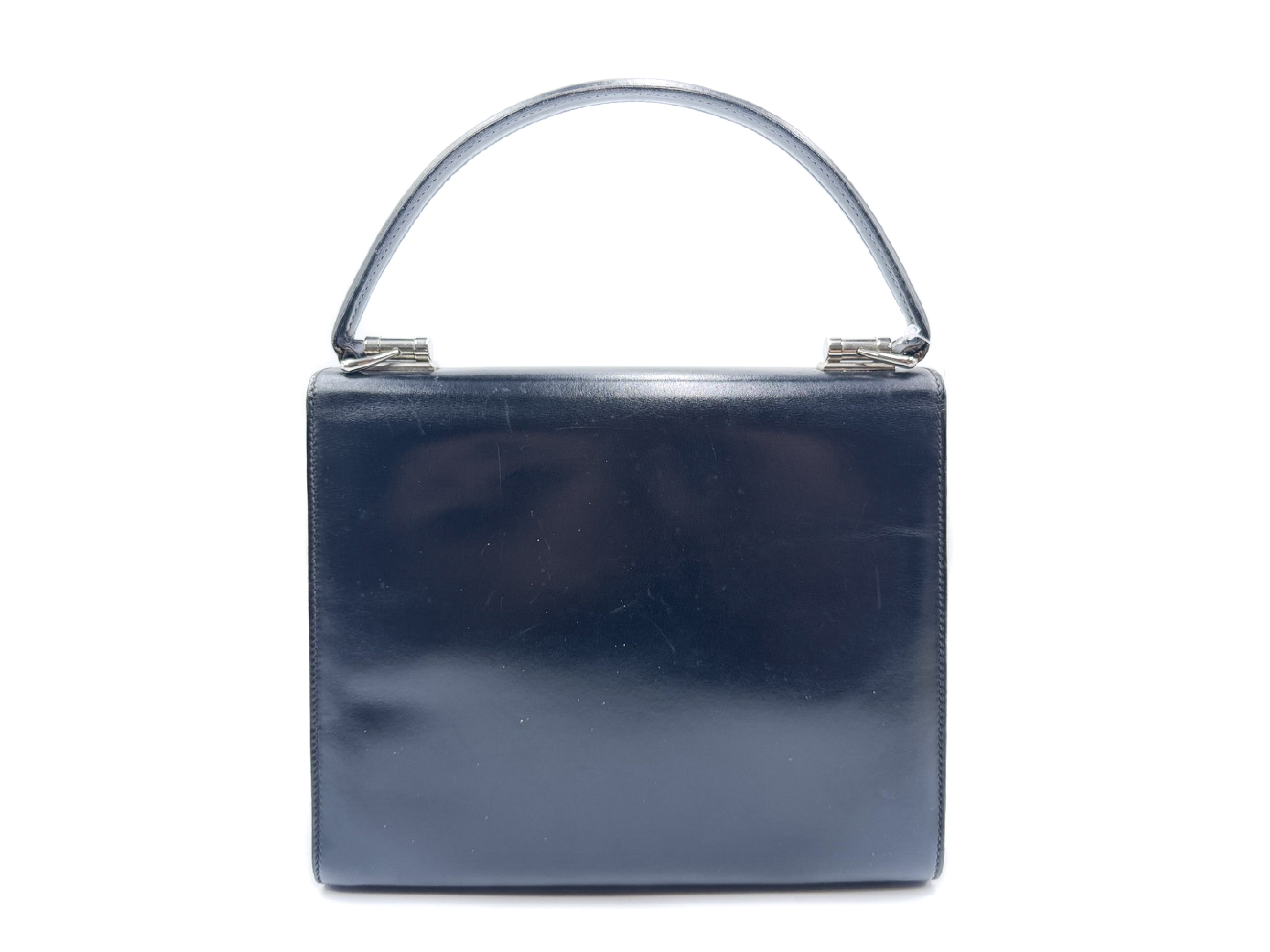 Leather Handbag, Vintage Black with Silver Hardware — view 2