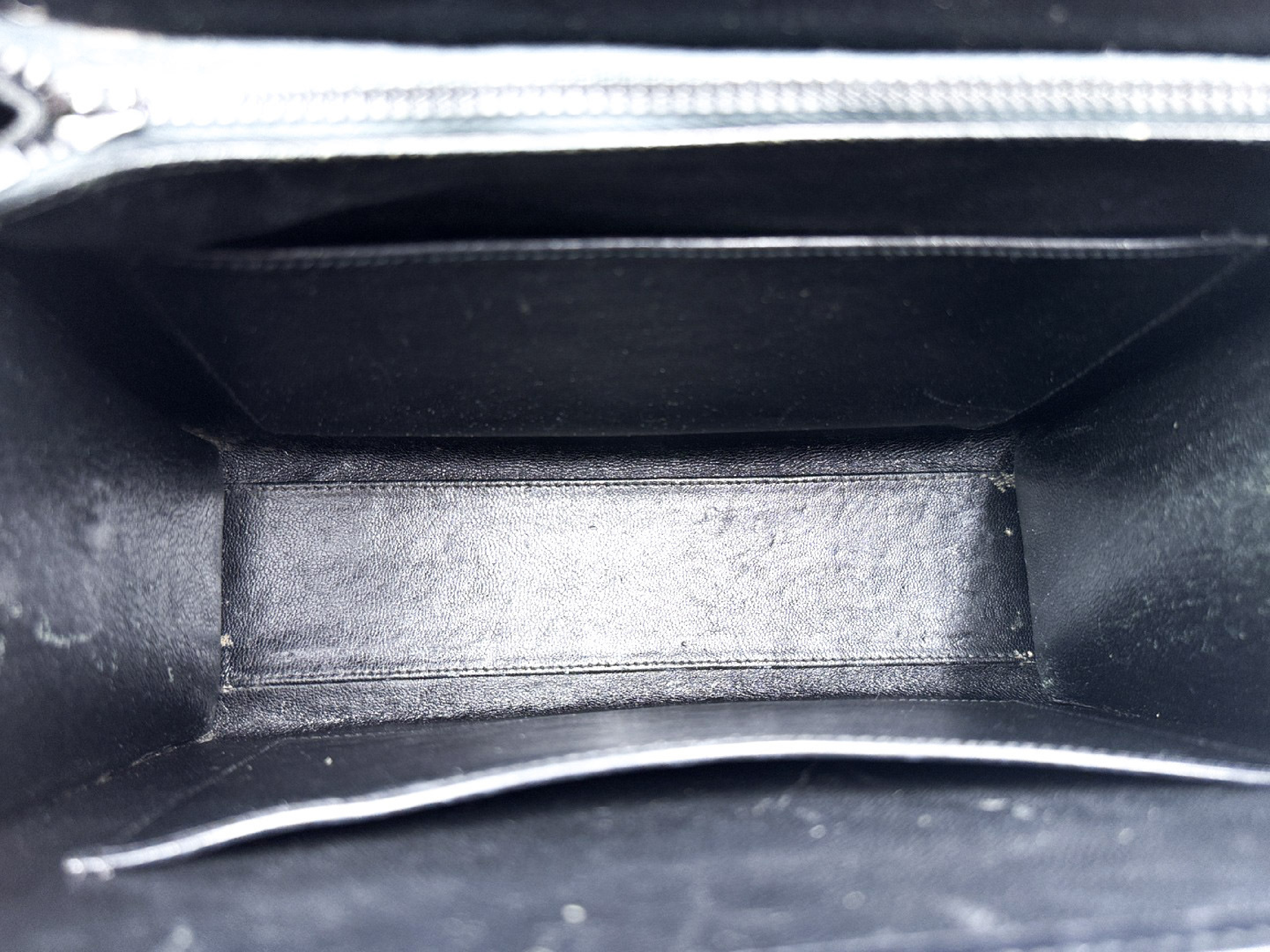 Leather Handbag, Vintage Black with Silver Hardware — view 9