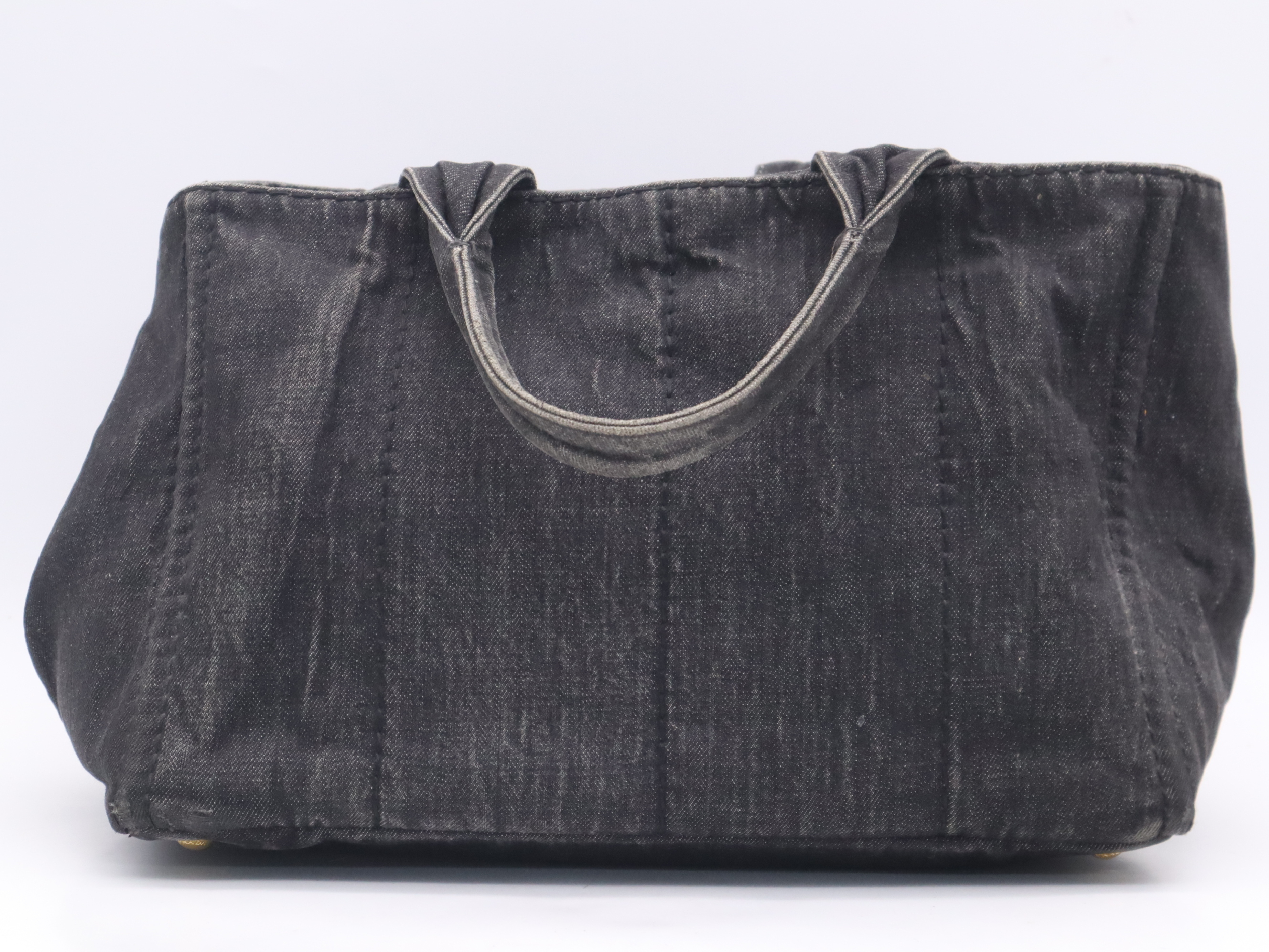Denim Canapa Tote Bag, Medium Size, Black Handbag — view 2