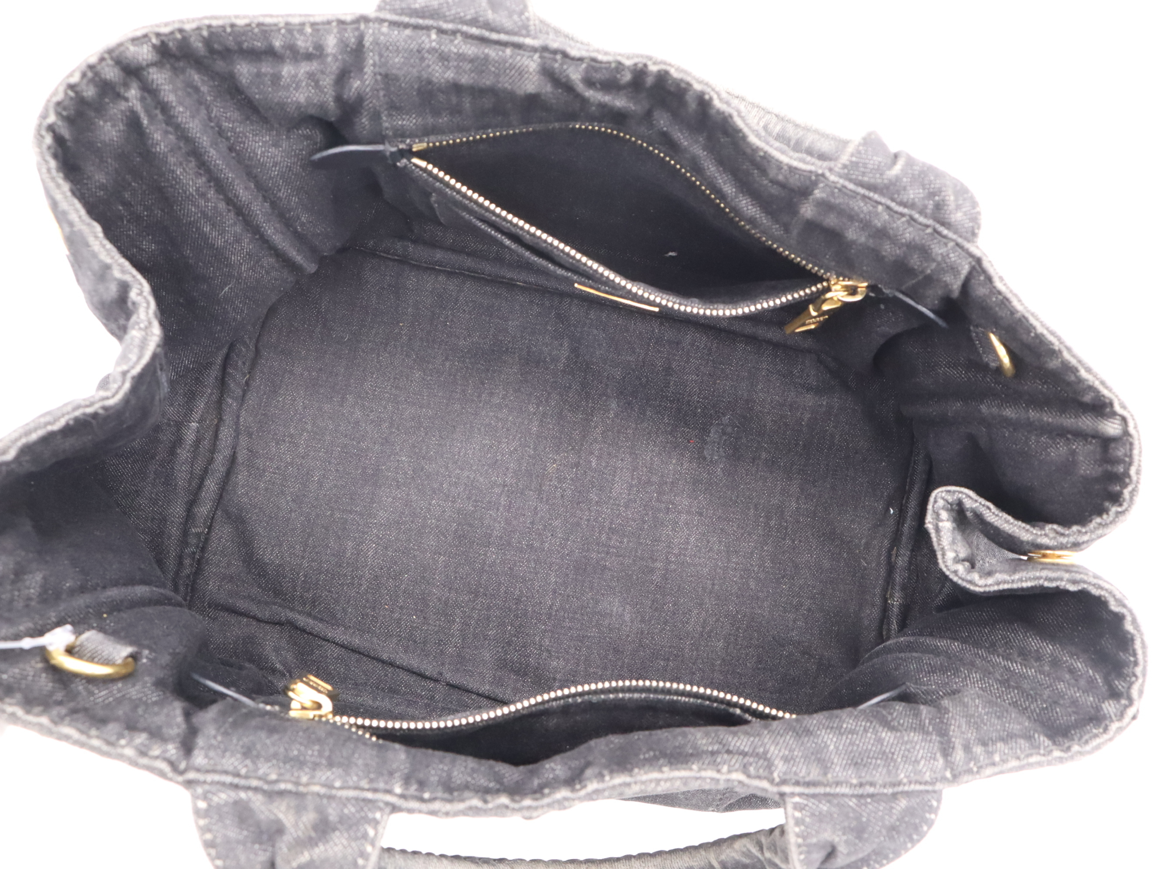 Denim Canapa Tote Bag, Medium Size, Black Handbag — view 11