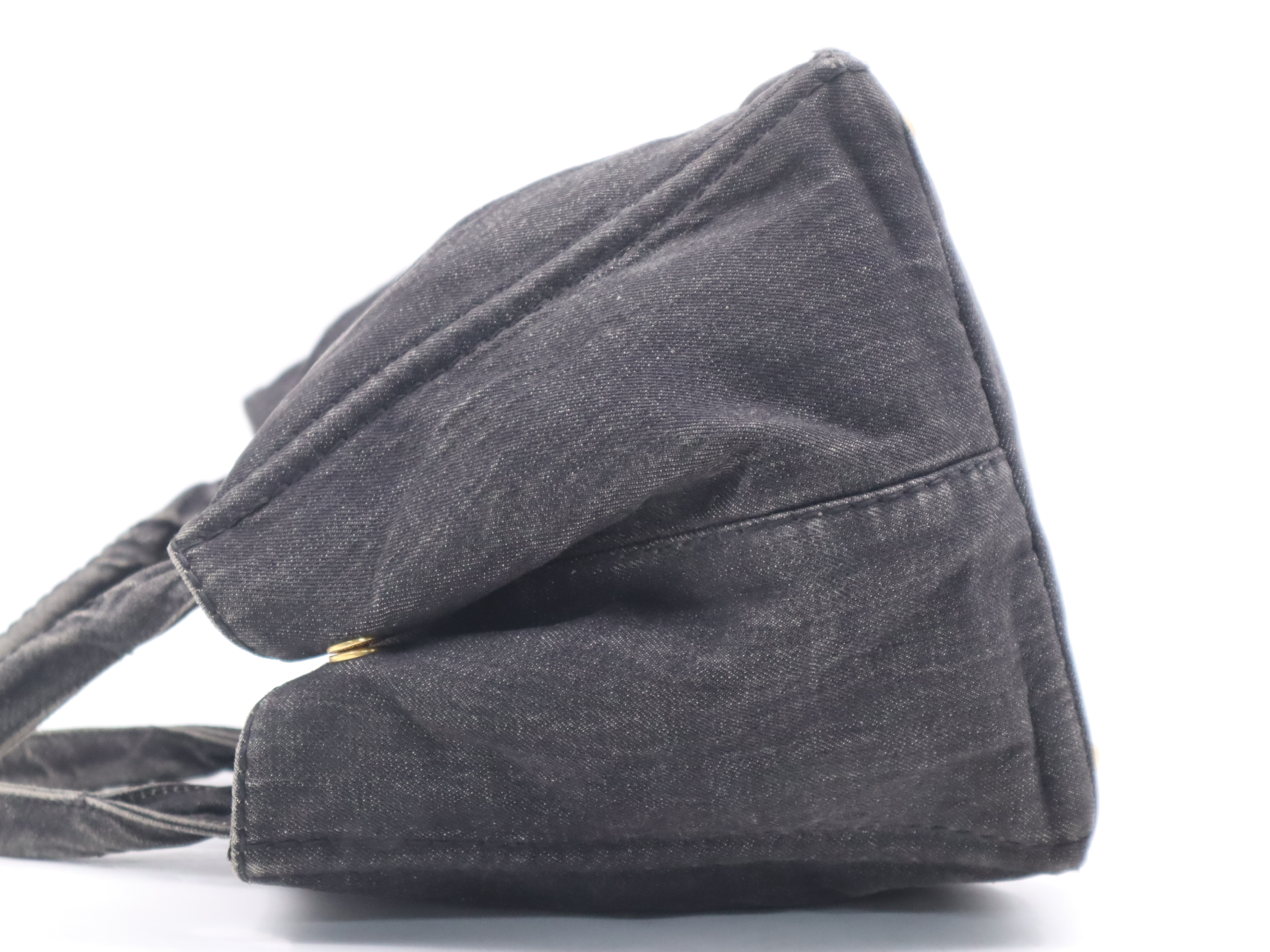 Denim Canapa Tote Bag, Medium Size, Black Handbag — view 3