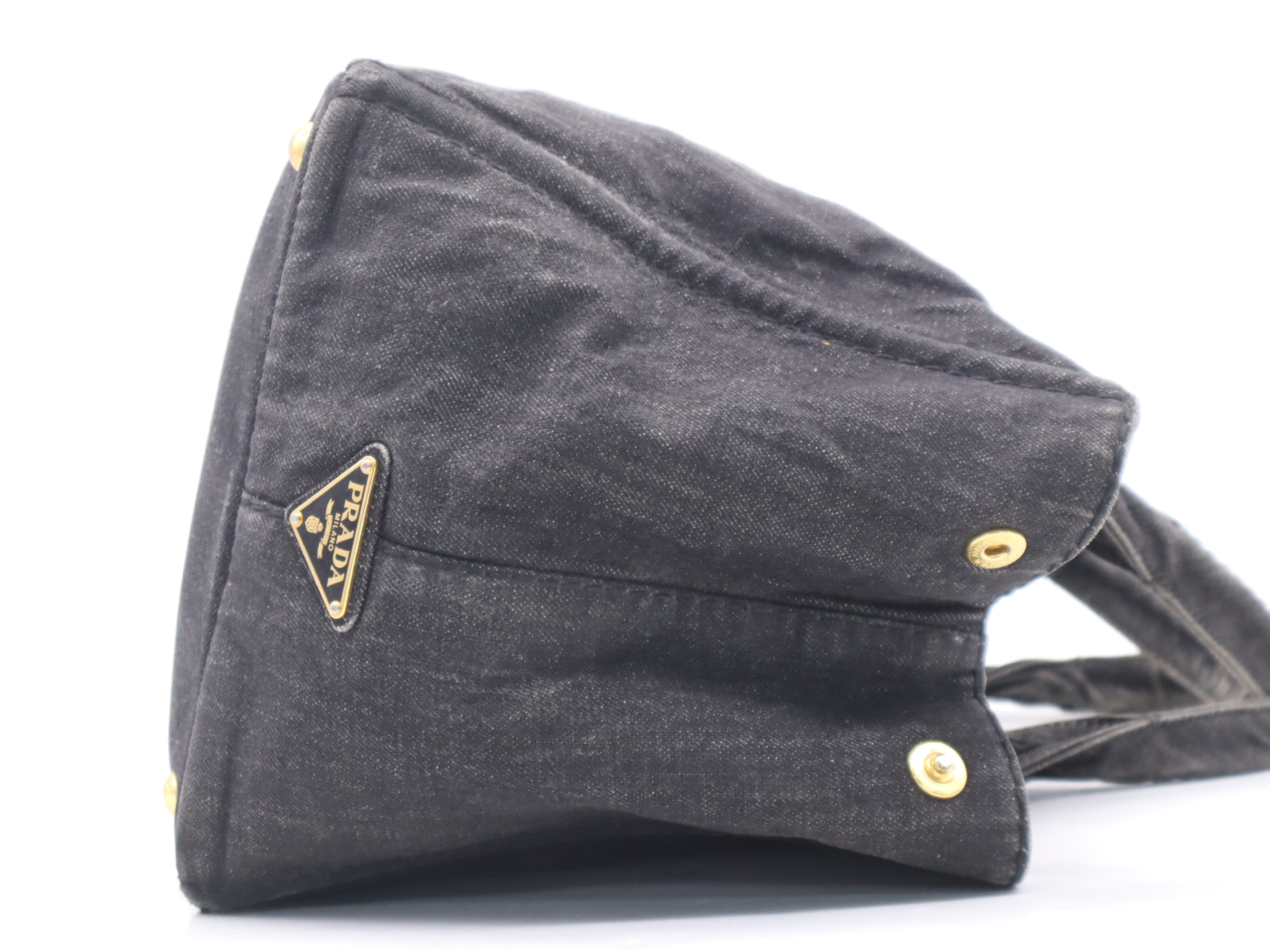 Denim Canapa Tote Bag, Medium Size, Black Handbag — view 5