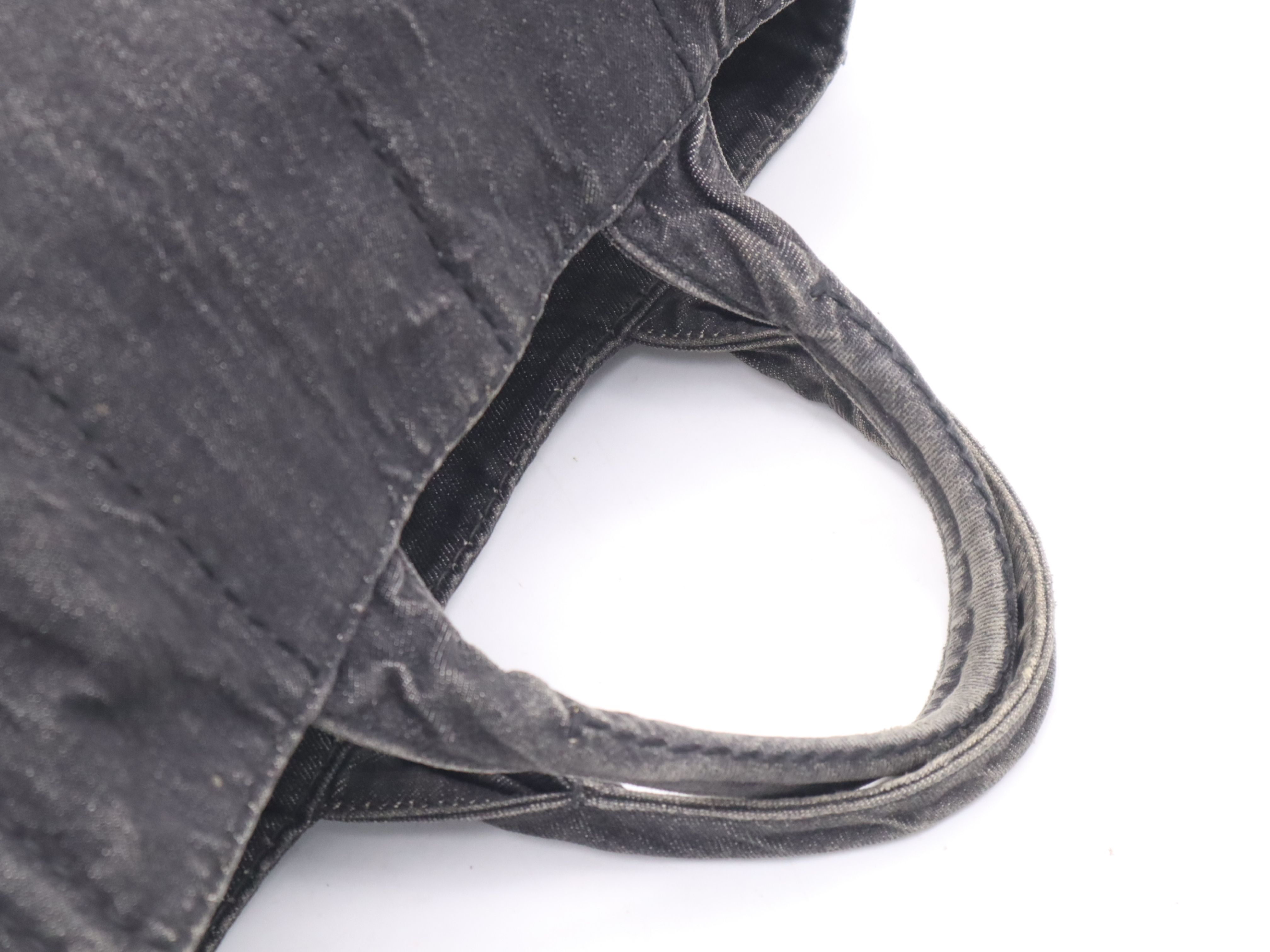 Denim Canapa Tote Bag, Medium Size, Black Handbag — view 6
