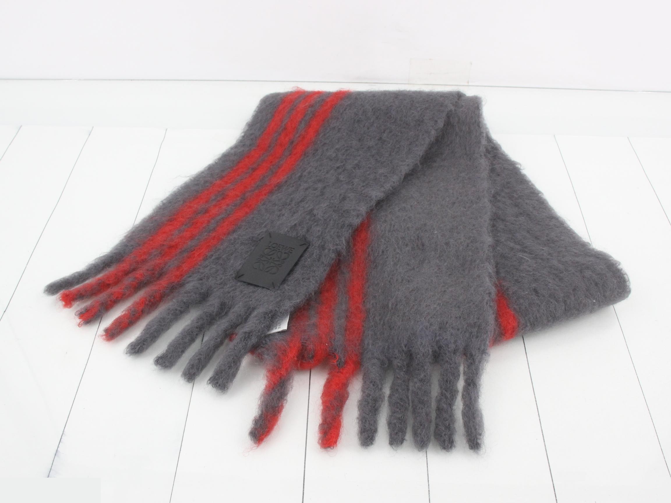 Logo mohair scarf with tag — view 2
