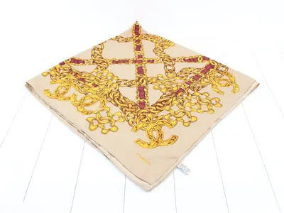 Vintage Coco Mark Large Silk Scarf with Tag