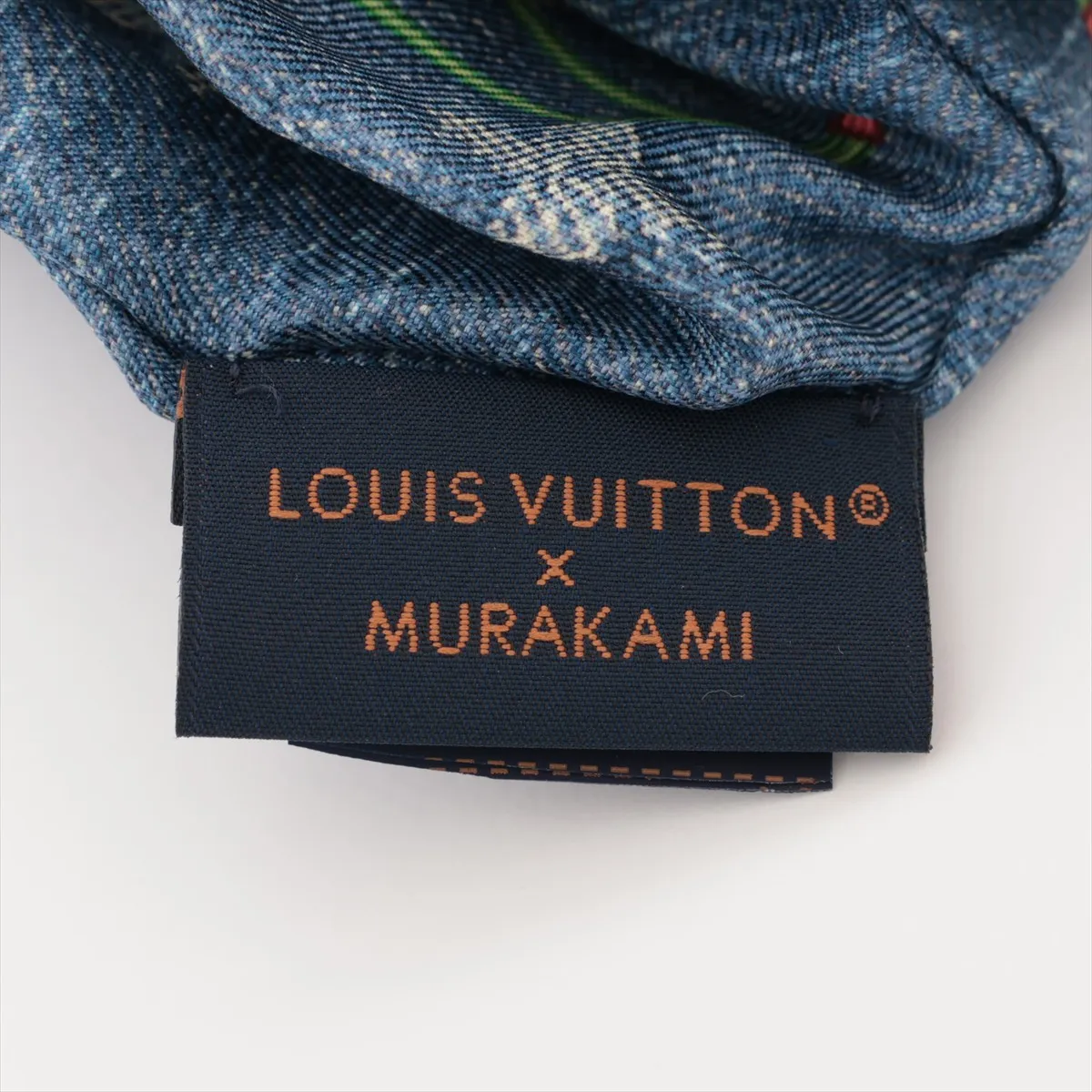 M96595 LV × TM Scrunchie Monogram Denim Cherry IS1295 Scrunchie Silk Blue x Red — view 3