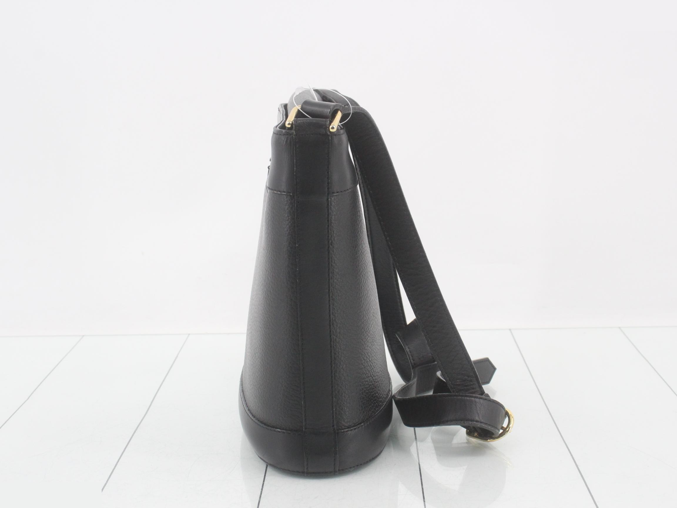 Leather shoulder bag, black — view 4
