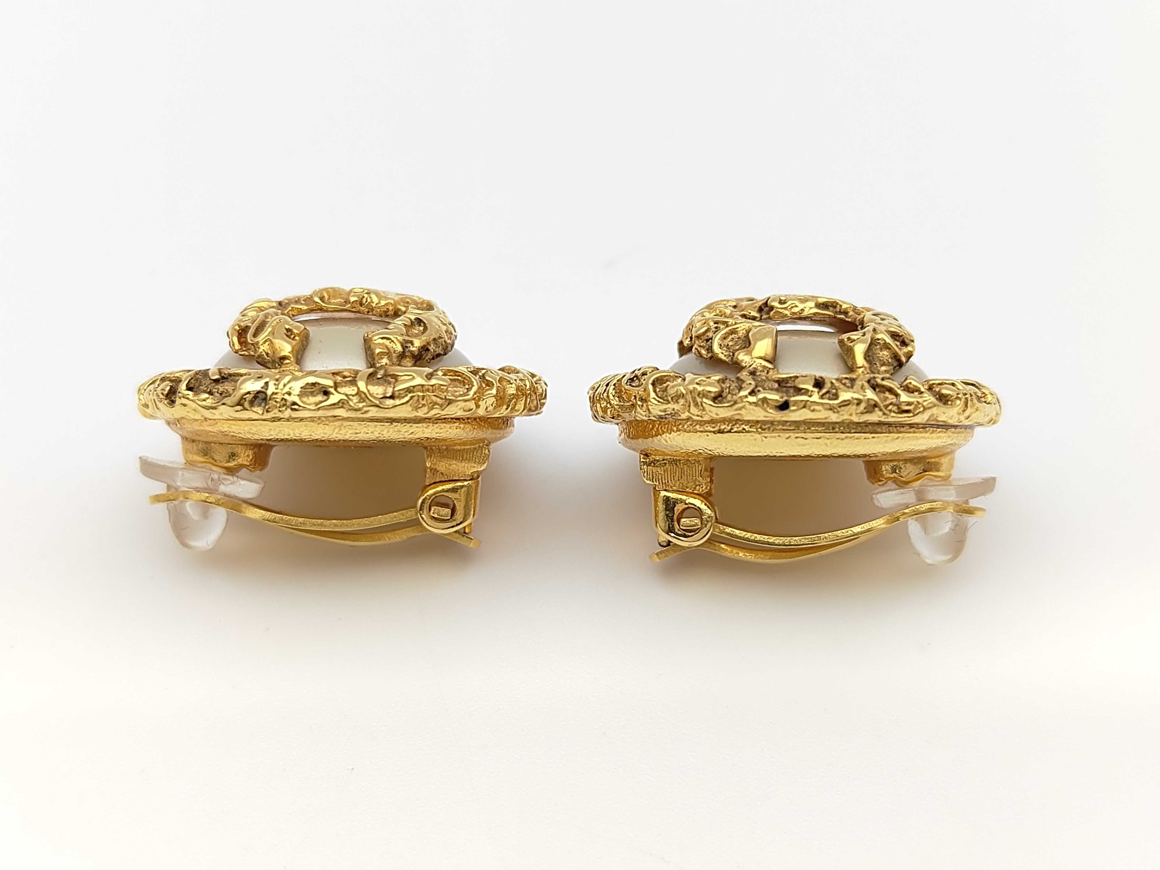 Coco Mark Gold Pearl Earrings — view 3