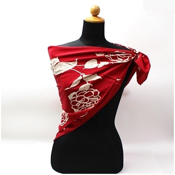 scarf, floral pattern, red — view 2