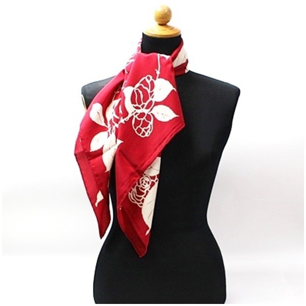 scarf, floral pattern, red — view 3