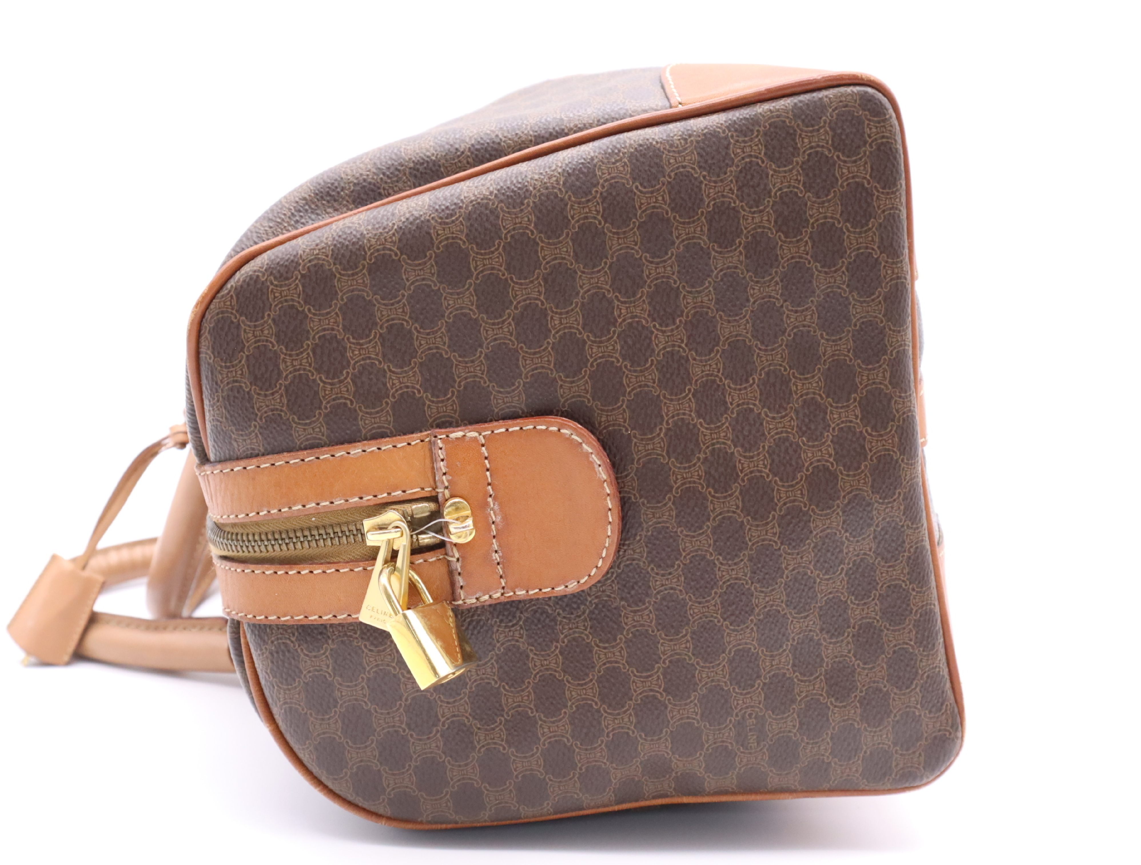 Leather Macadam Pattern Boston Bag with Key and Clochette — view 3
