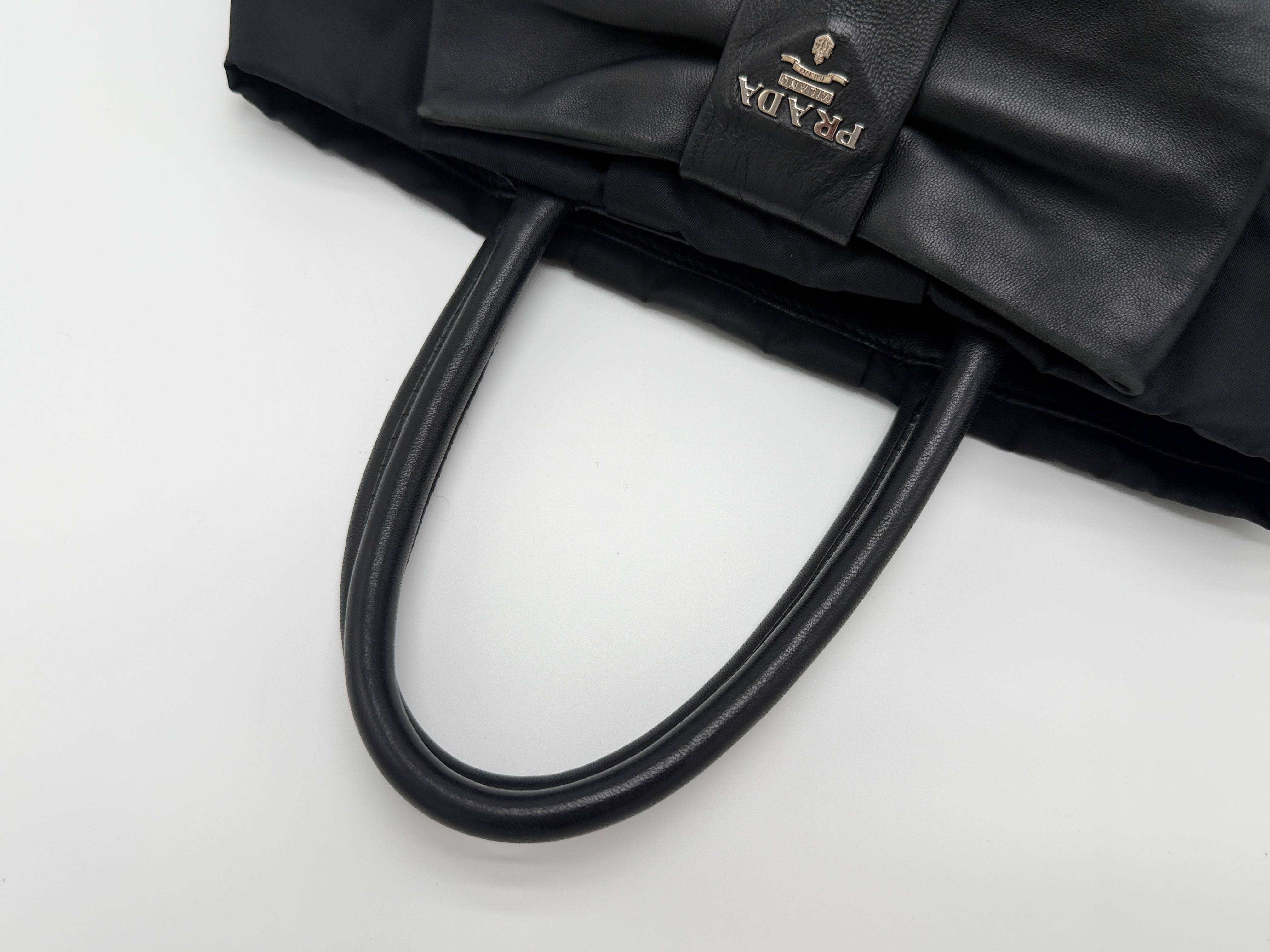 Nylon Leather Black Handbag — view 5